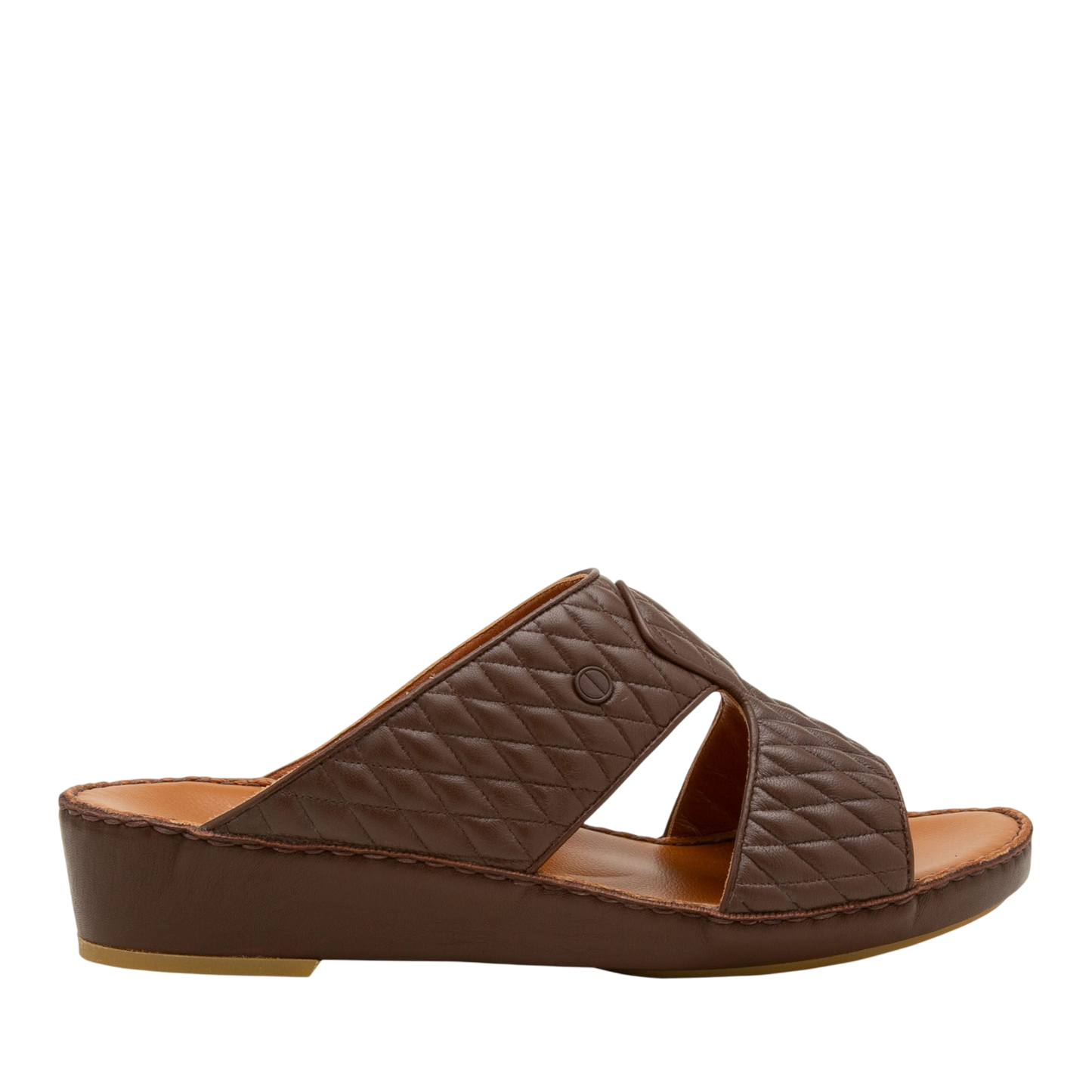 Brown Peninsula Lamb Matelasse sandals with quilted leather straps and cushioned sole