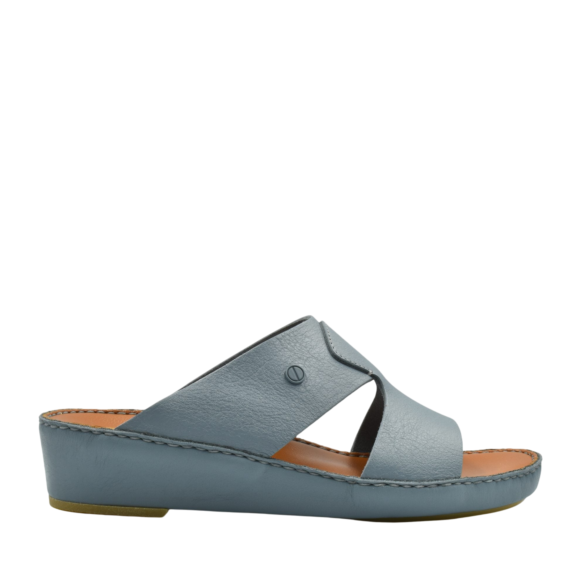 Light blue Peninsula Nouvo Deercalf sandals with wedge sole and open toe design