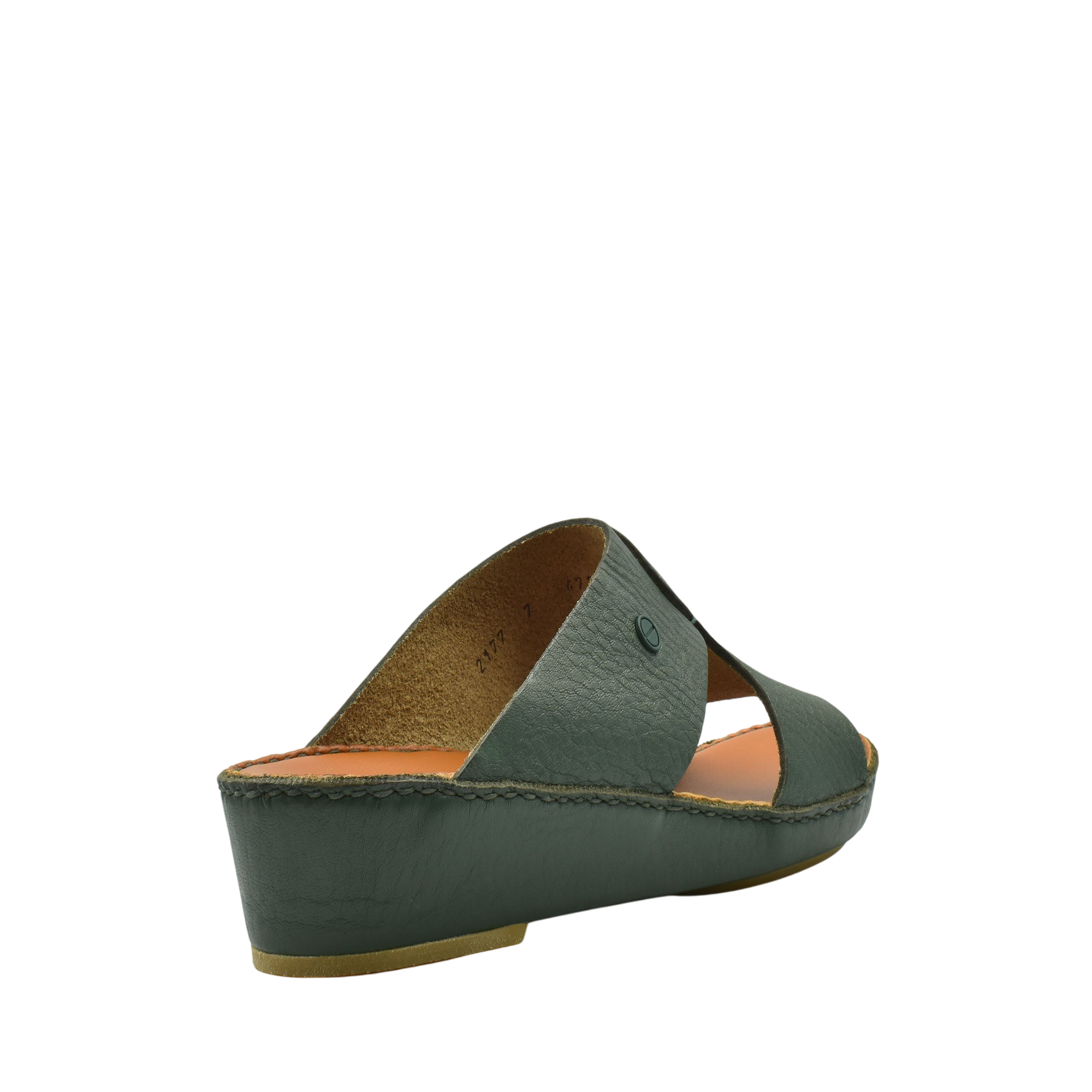 Green leather Peninsula Nouvo Deercalf sandals with wedge heel and open toe design