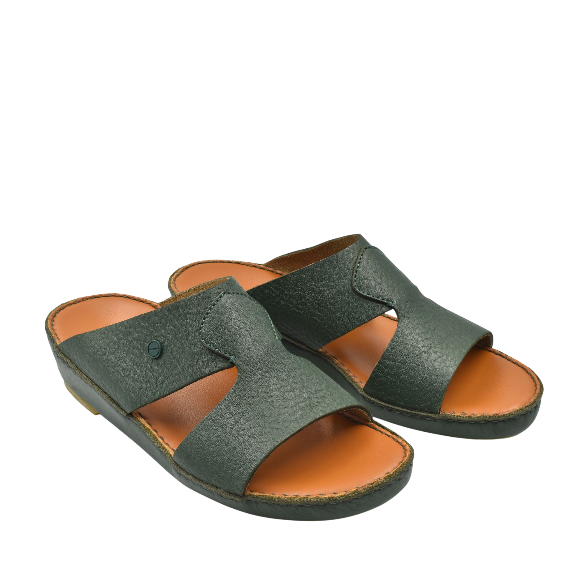 Peninsula Nouvo Deercalf sandals in dark green leather with open toe and cushioned sole
