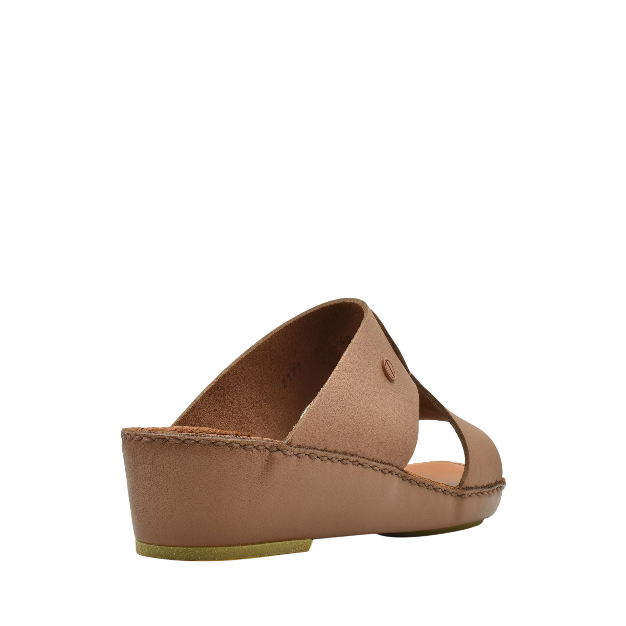 Tan leather Peninsula Nouvo Deercalf sandals with wedge sole and open toe design