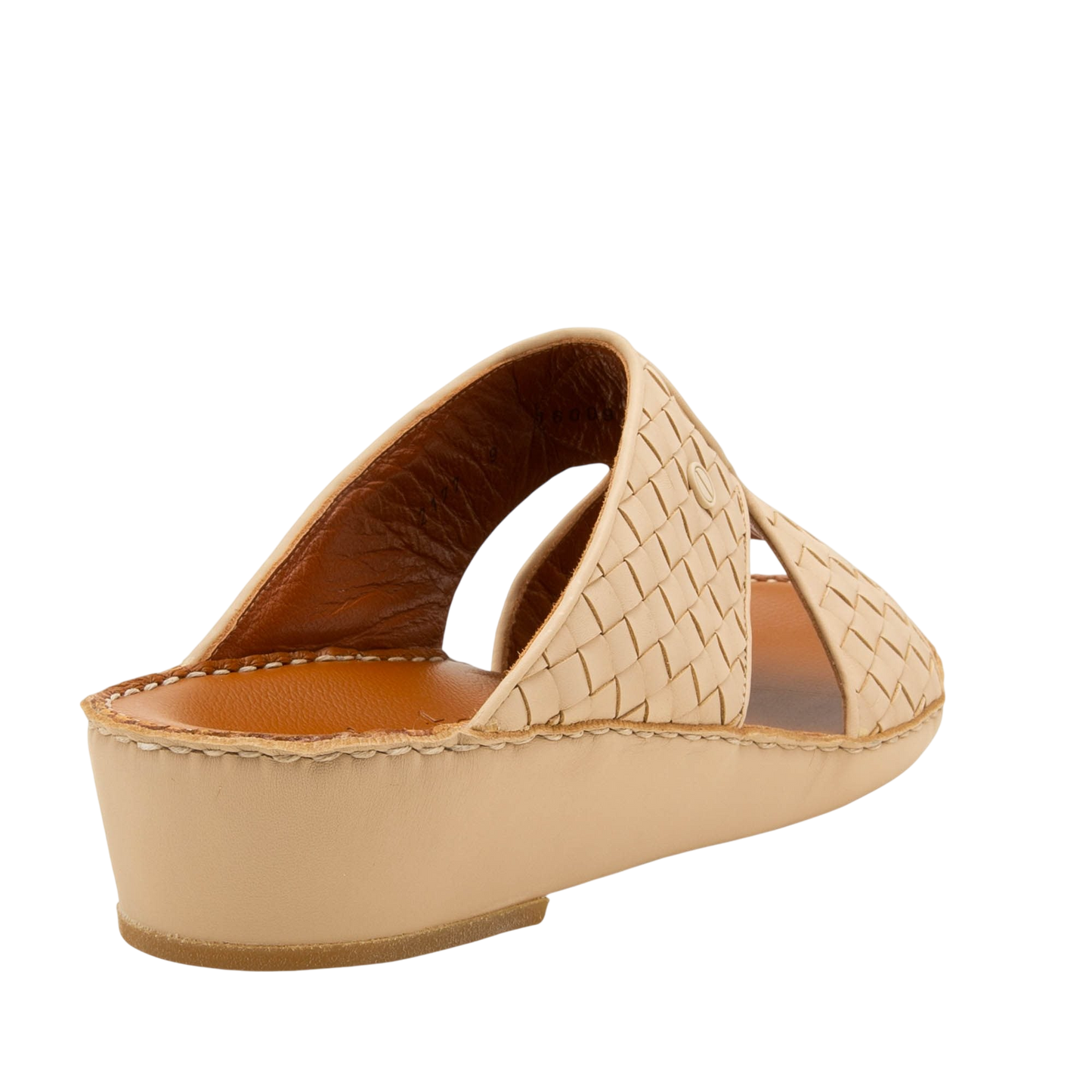Beige Peninsula Trecce sandals with woven leather upper and comfortable wedge sole