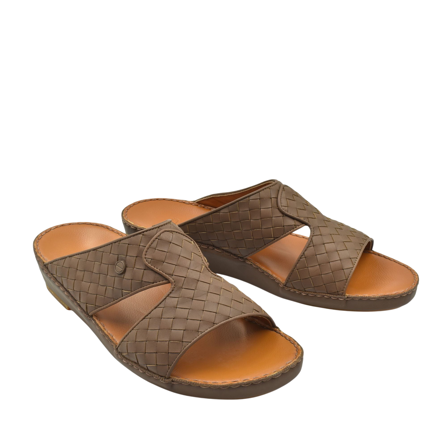 Brown woven leather Peninsula Trecce sandals with open toe and slip-on design for casual wear