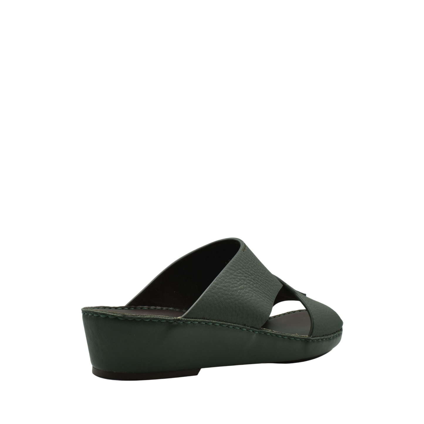 Green leather Piega Nuovo sandals with wedge heel and crisscross straps for comfort
