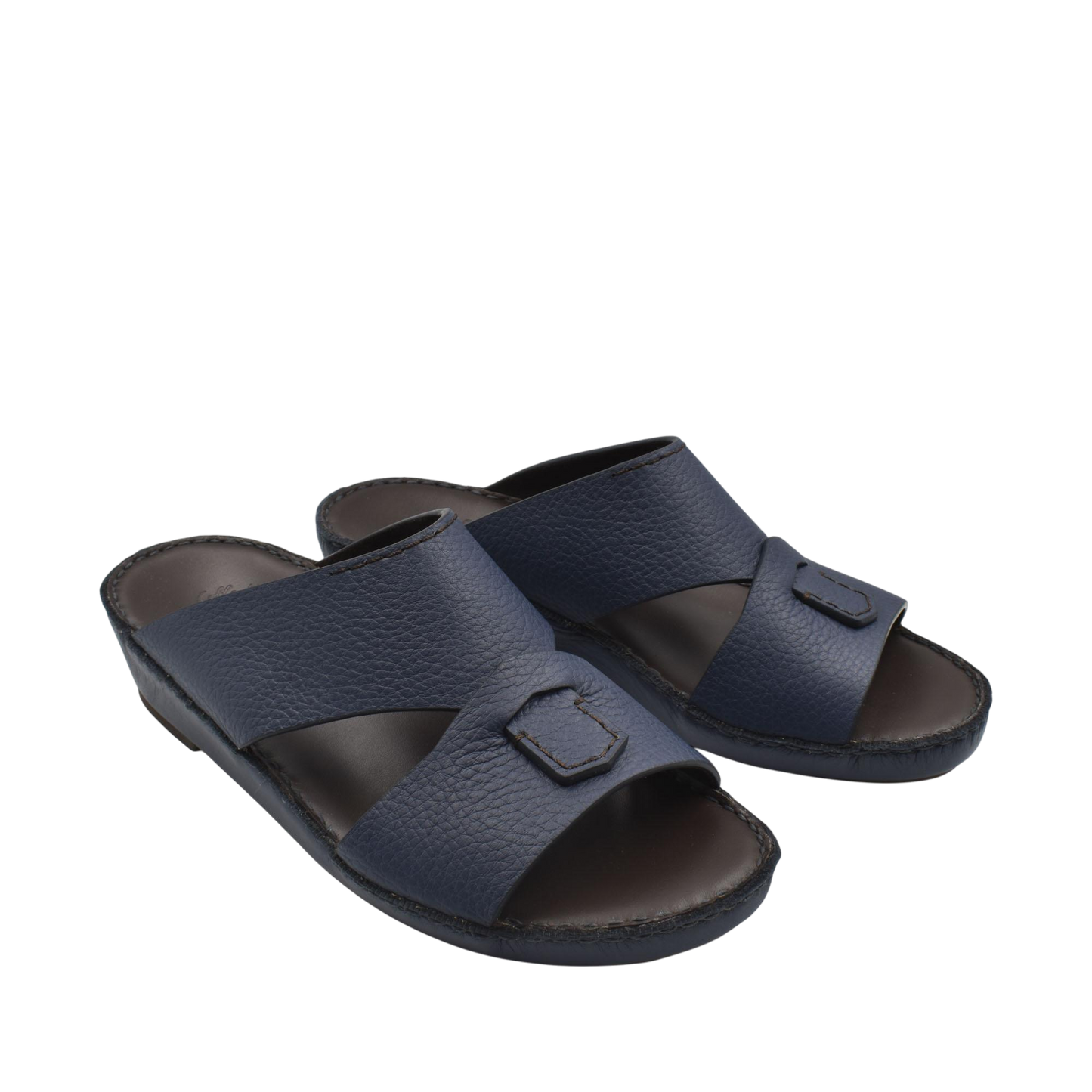 Blue leather Piega Nuovo sandals with wide straps and cushioned sole for comfortable wear