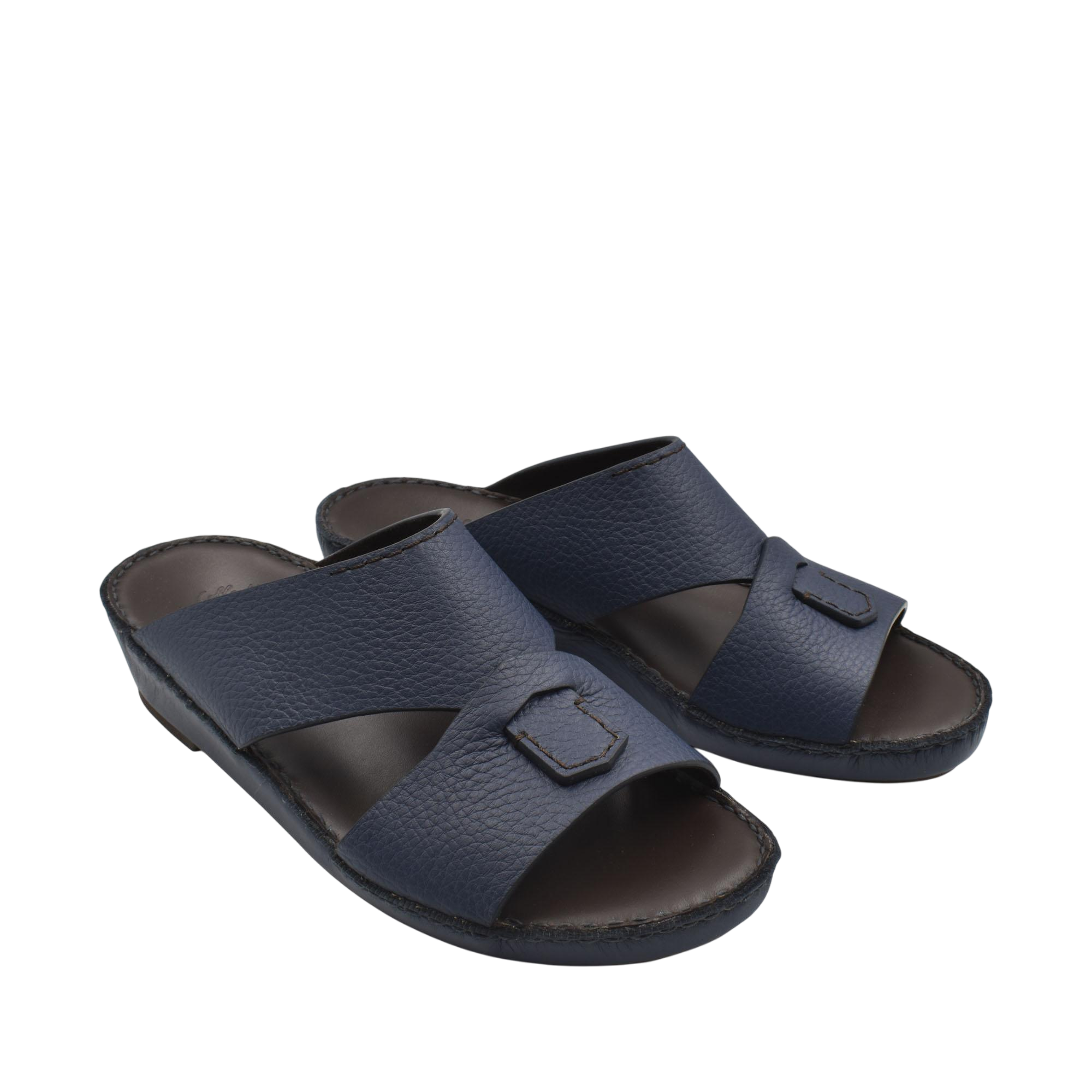 Blue leather Piega Nuovo sandals with wide straps and cushioned sole for comfortable wear