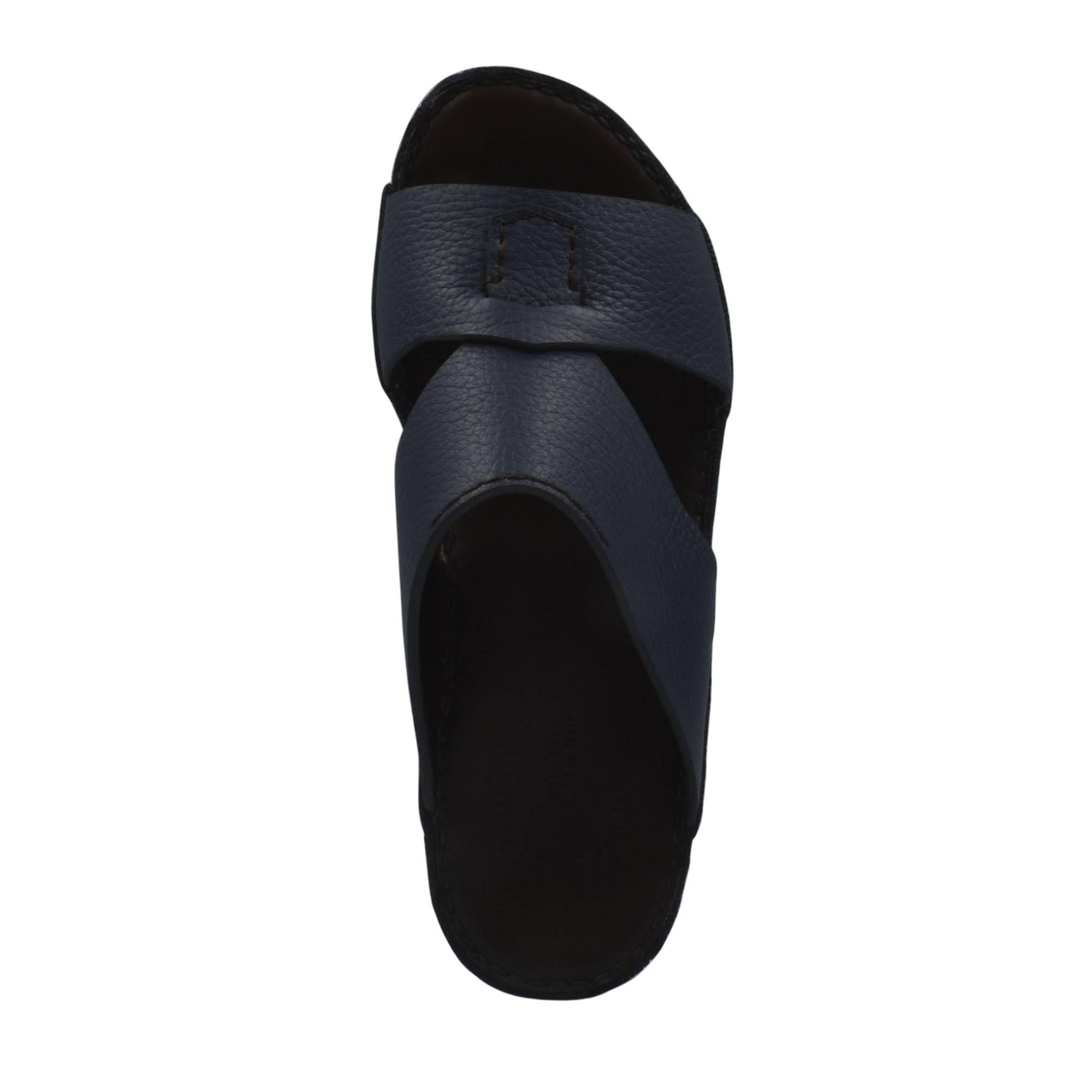 Top view of black Piega Nuovo sandals with wide textured straps and cushioned sole