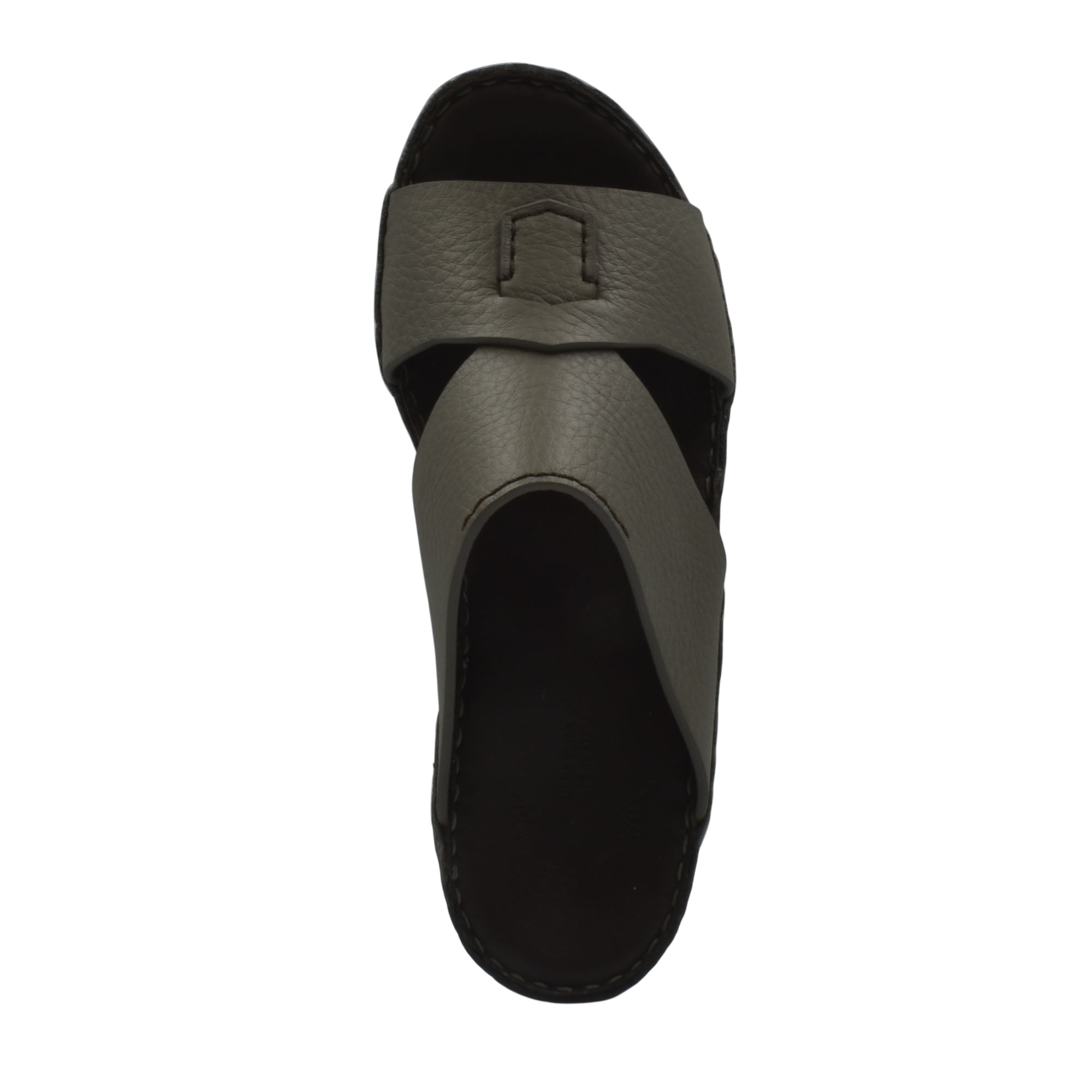 Top view of black and gray Piega Nuovo sandals with wide straps and cushioned sole