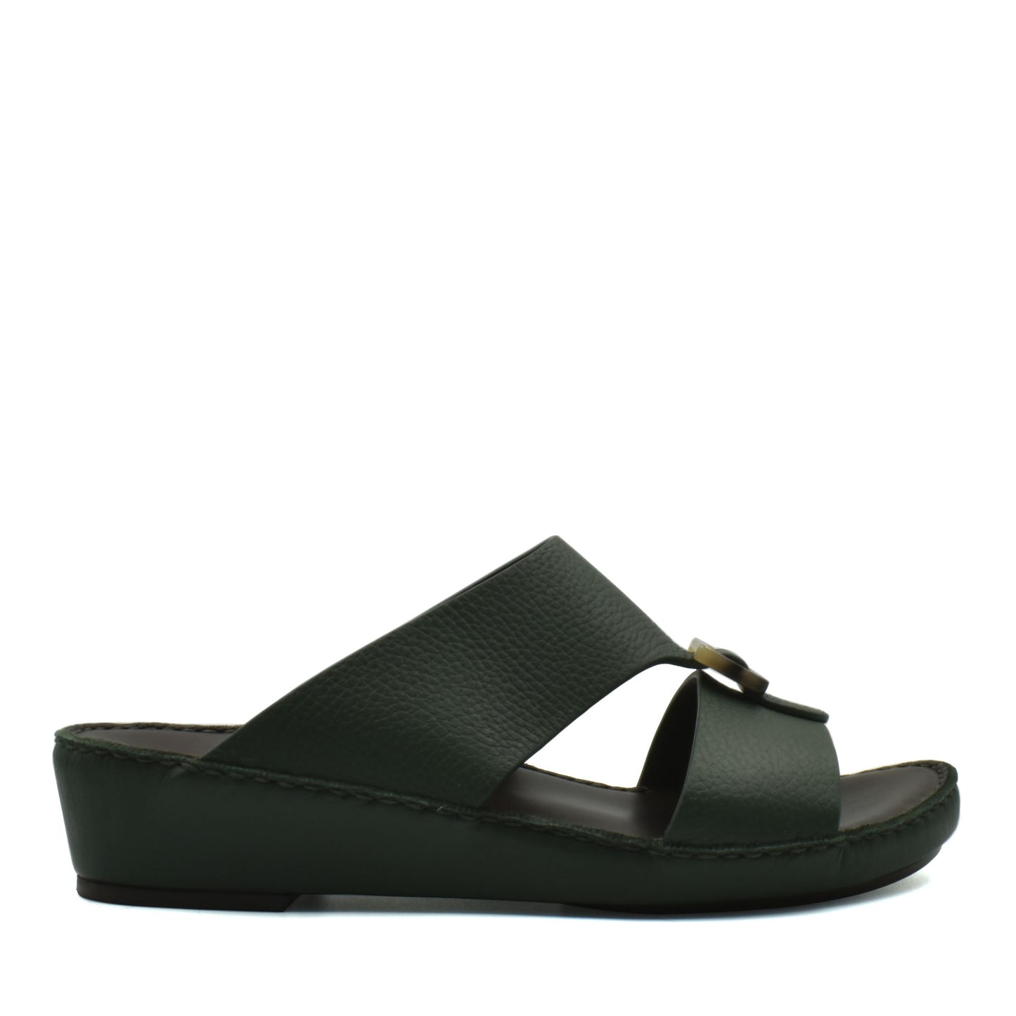 Black slip-on sandal from premium Deercalf footwear with a cushioned sole and open toe design