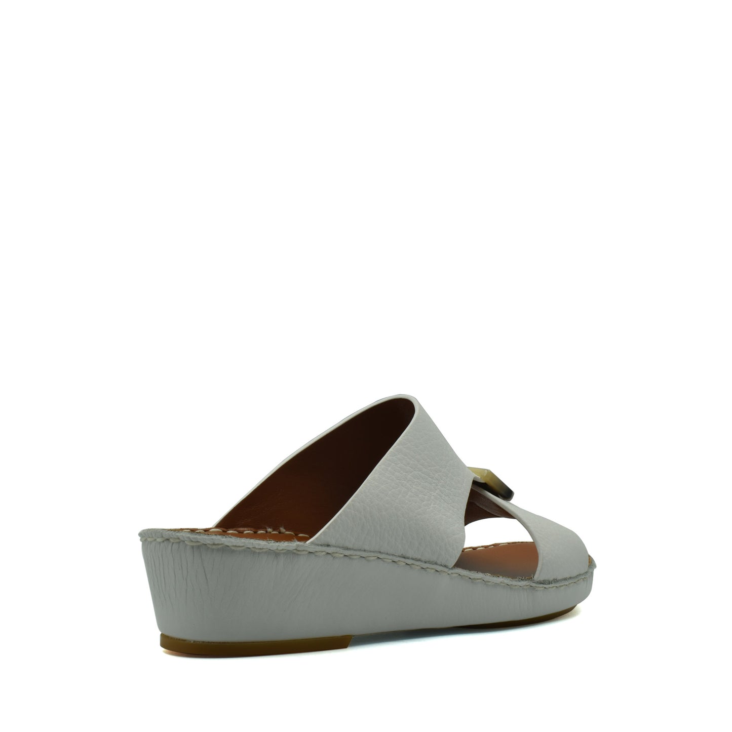White open-toe wedge sandal from private collection featuring premium Deercalf footwear leather