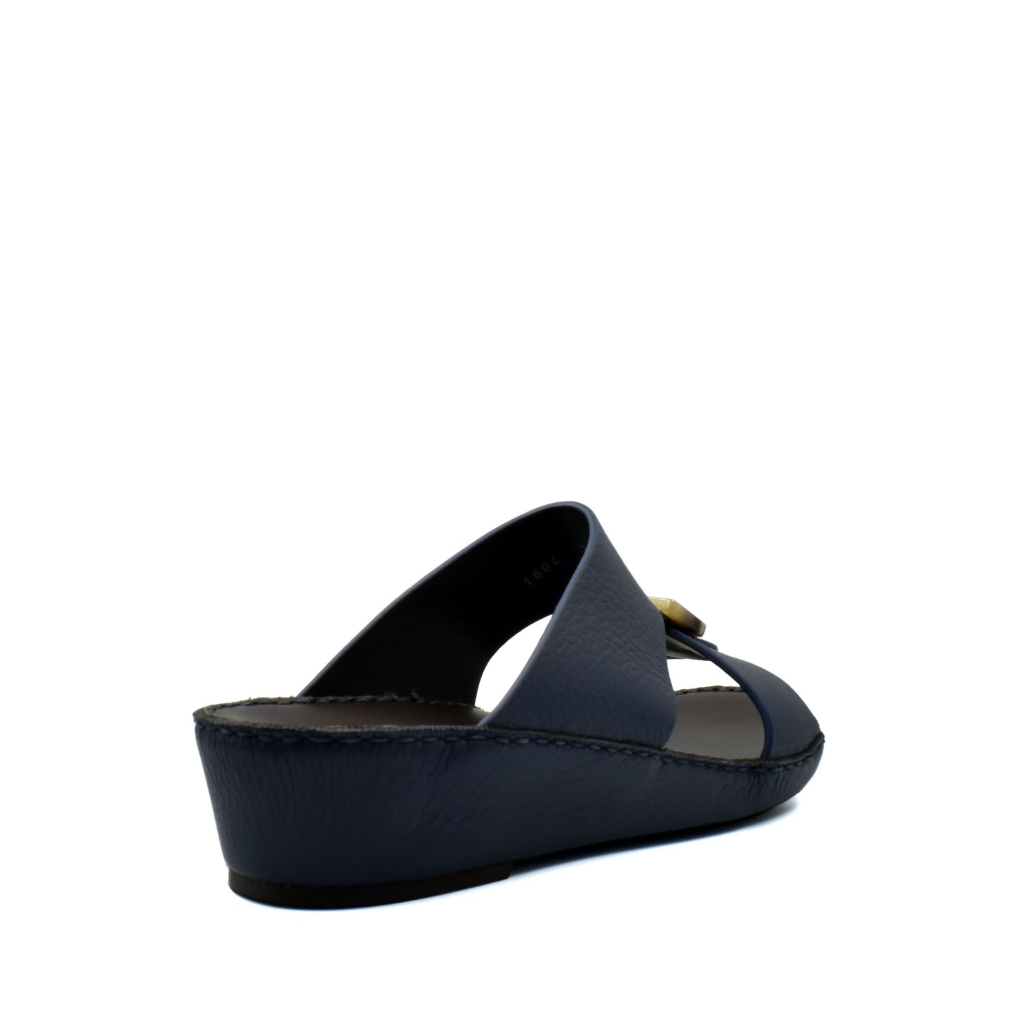 Women's black premium Deercalf footwear slide sandal with cushioned sole and gold buckle detail