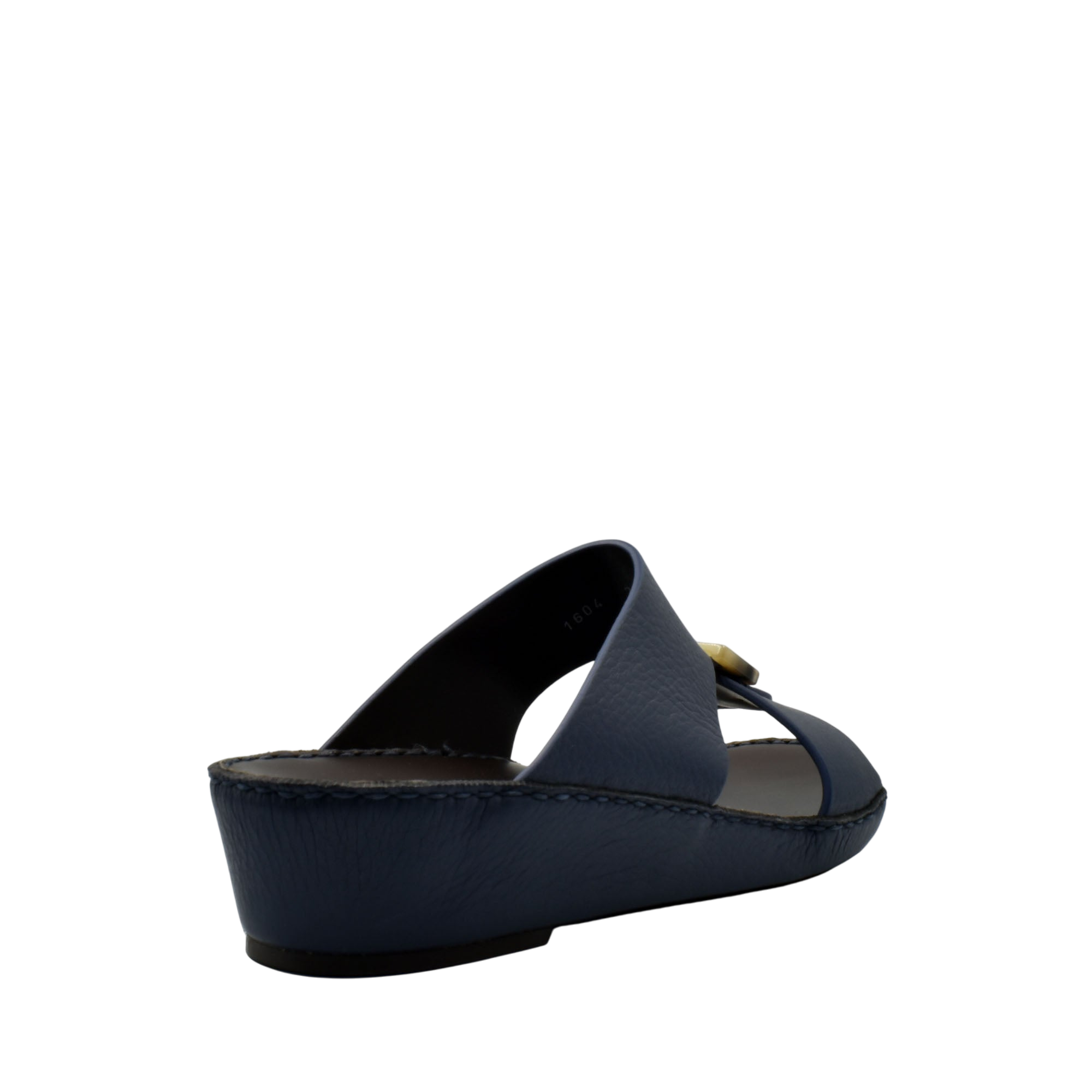 Women's black premium Deercalf footwear slide sandal with cushioned sole and gold buckle detail