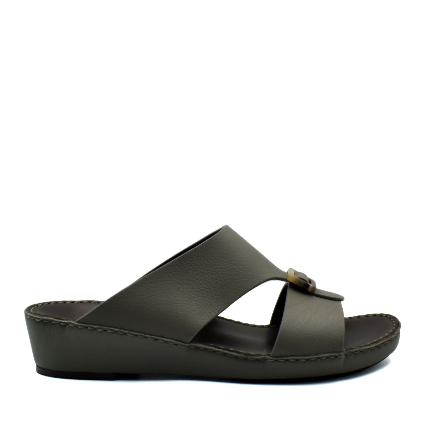 Brown slide sandal from private collection made with premium Deercalf footwear leather upper