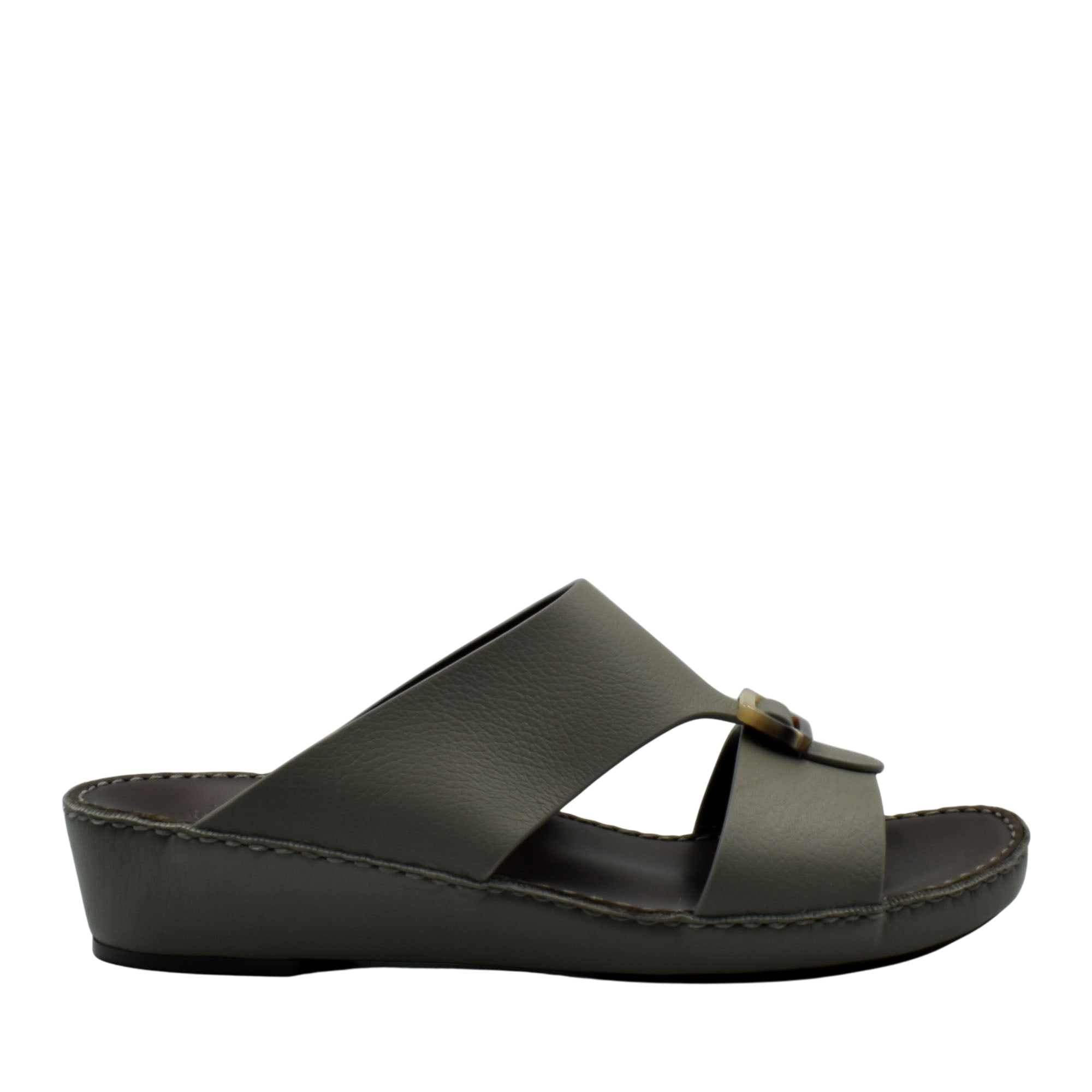 Brown slide sandal from private collection made with premium Deercalf footwear leather upper