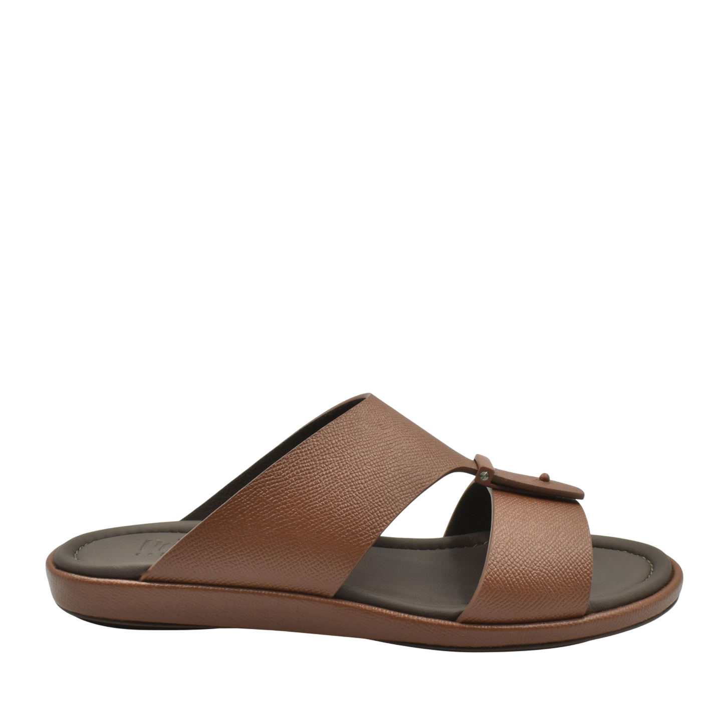 Brown premium leather sandal with wide straps and cushioned sole from private collection