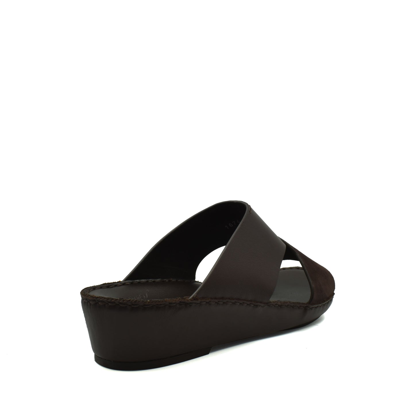 Brown premium Nappa leather shoes slide sandal with cushioned sole from Private collection