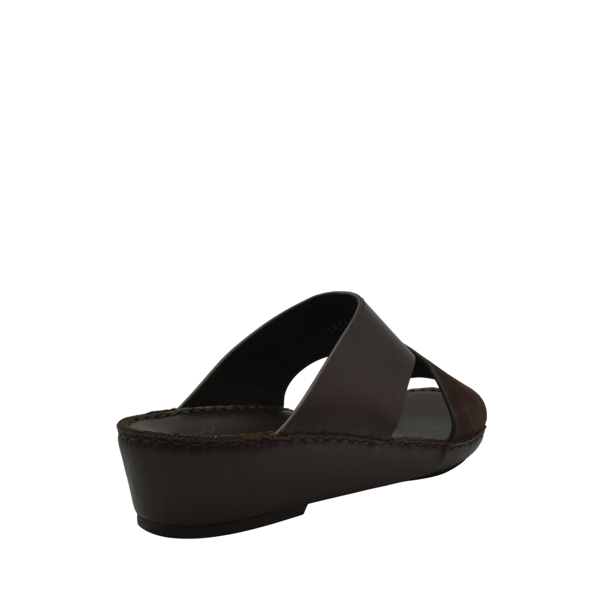 Brown premium Nappa leather shoes slide sandal with cushioned sole from Private collection