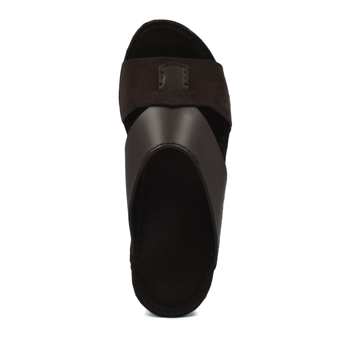 Top view of a dark brown premium Nappa leather shoes slip-on sandal from Private collection
