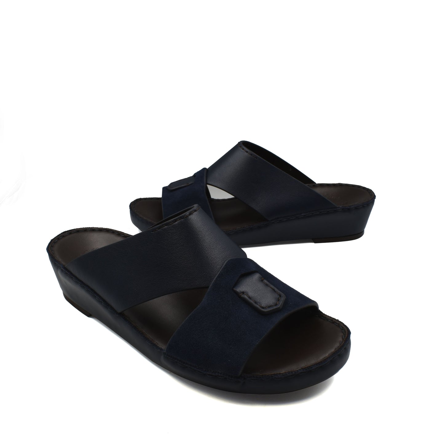 Black slip-on premium Nappa leather shoes with cushioned sole and adjustable strap