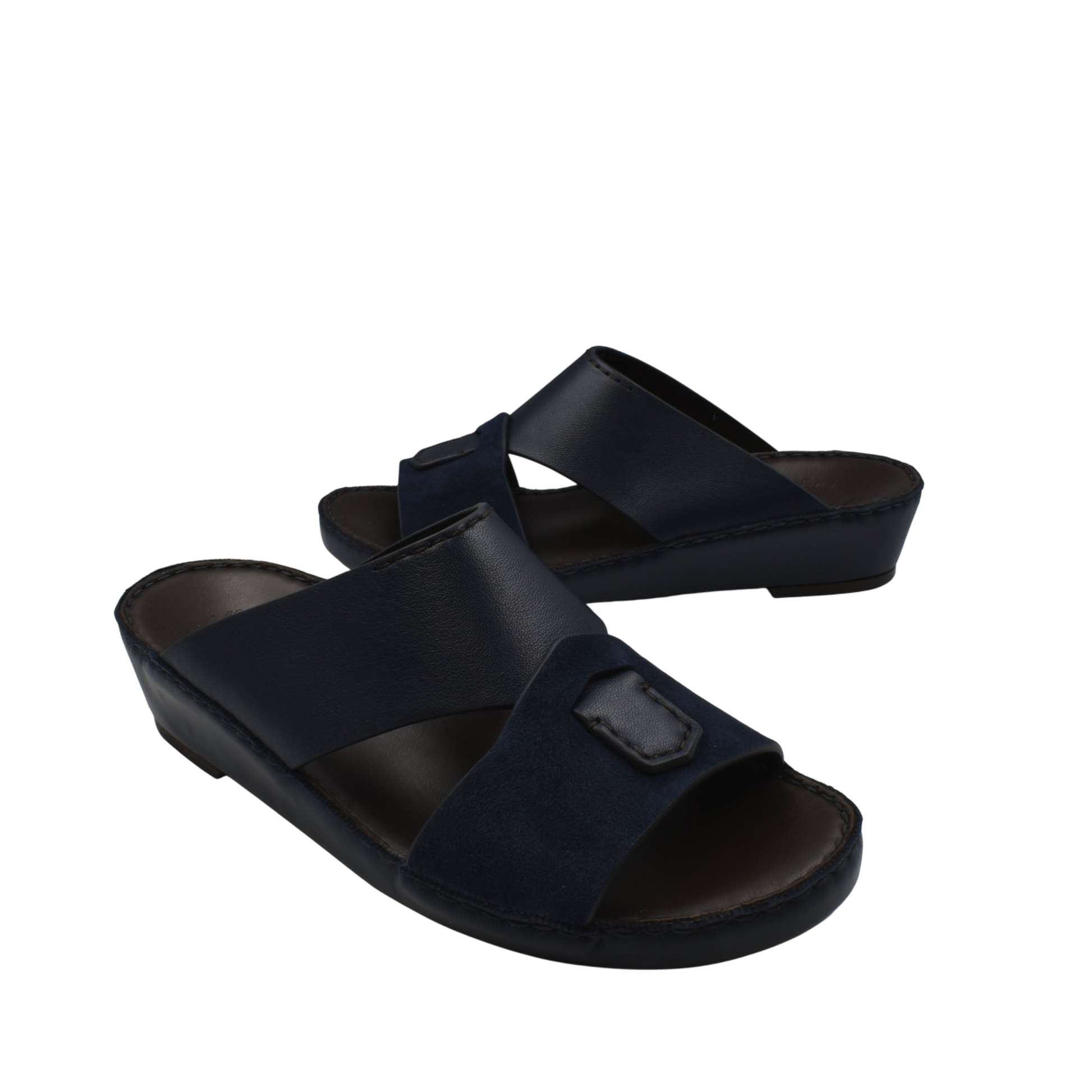 Black slip-on premium Nappa leather shoes with cushioned sole and adjustable strap