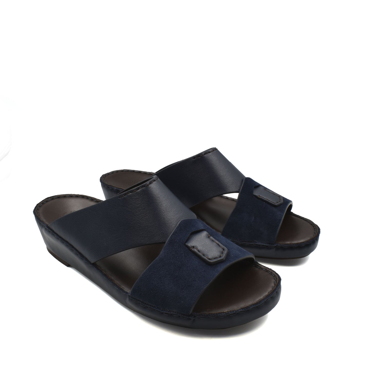 Navy blue slides from Private collection made with premium Nappa leather shoes in open toe design