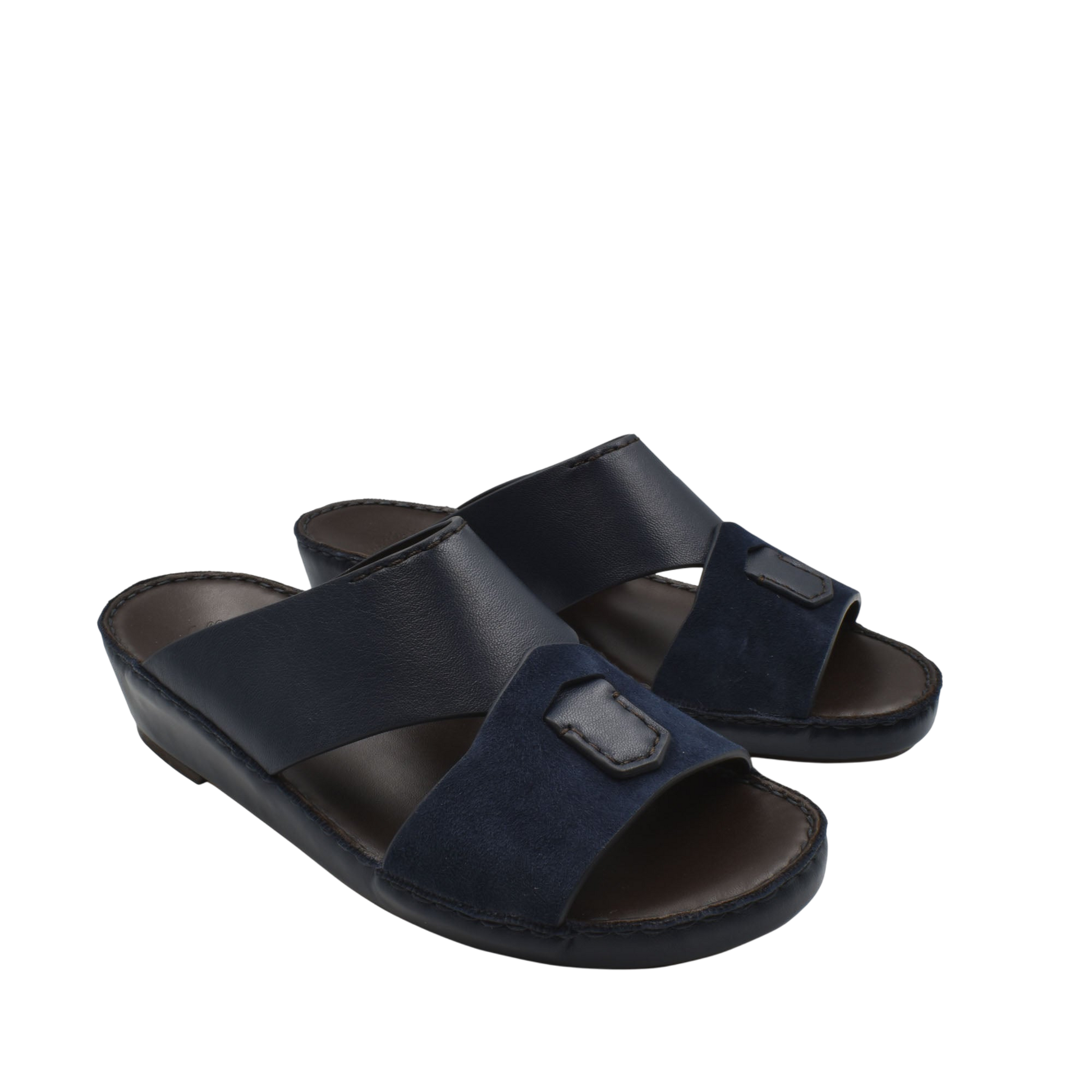 Navy blue slides from Private collection made with premium Nappa leather shoes in open toe design