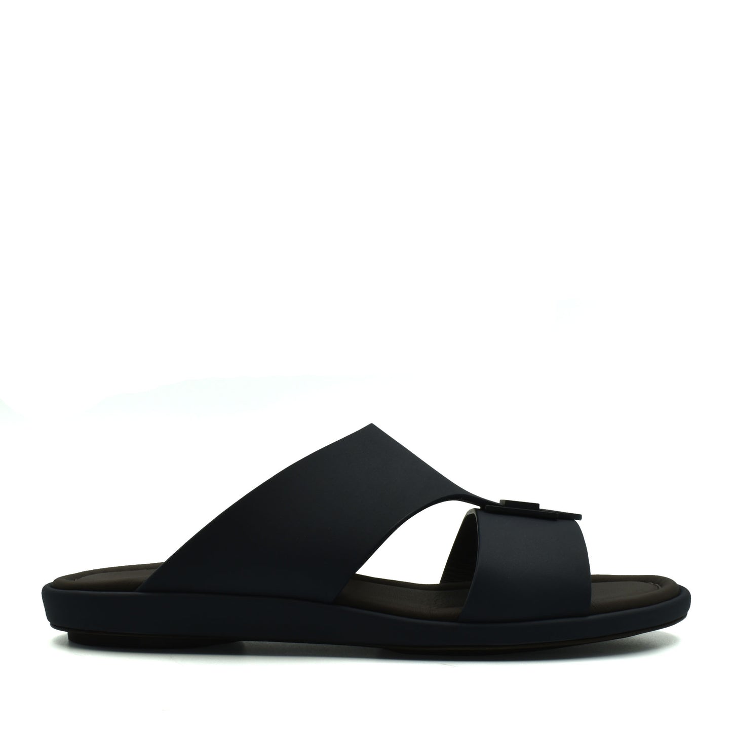 Black slide sandal from private collection prestige casual footwear with wide straps and cushioned sole
