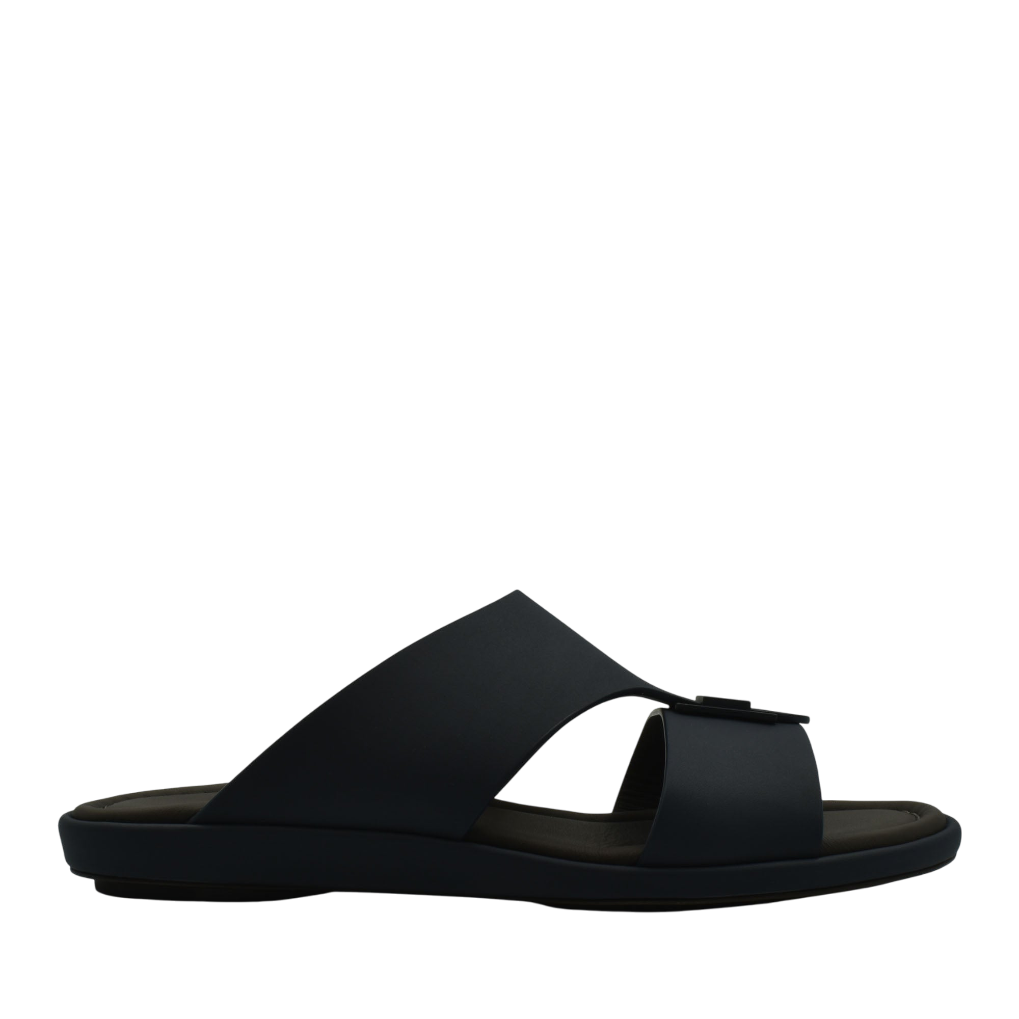 Black slide sandal from private collection prestige casual footwear with wide straps and cushioned sole