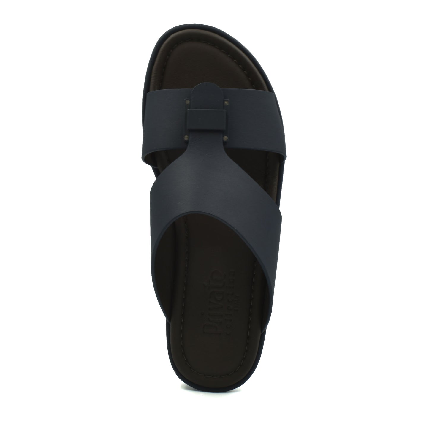 Black slide sandal from Private Collection prestige casual footwear with cross strap design