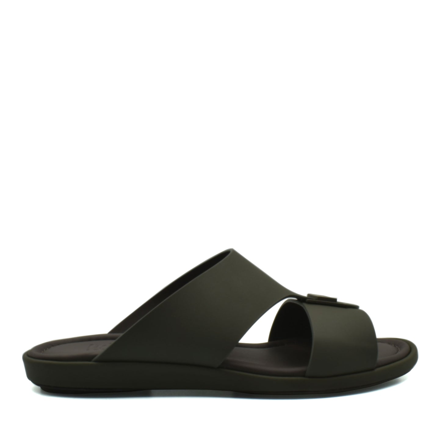 Black slip-on sandal from Private Collection designed as prestige casual footwear with comfortable sole