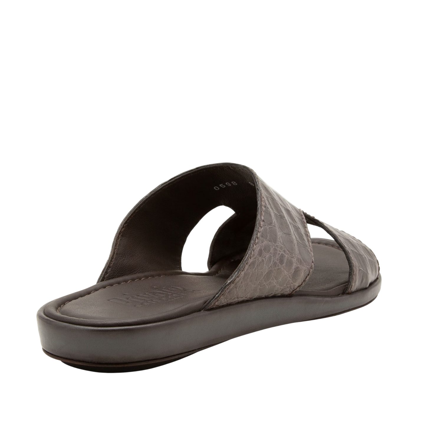 Brown leather prestige croco sandals with crocodile texture and open toe design