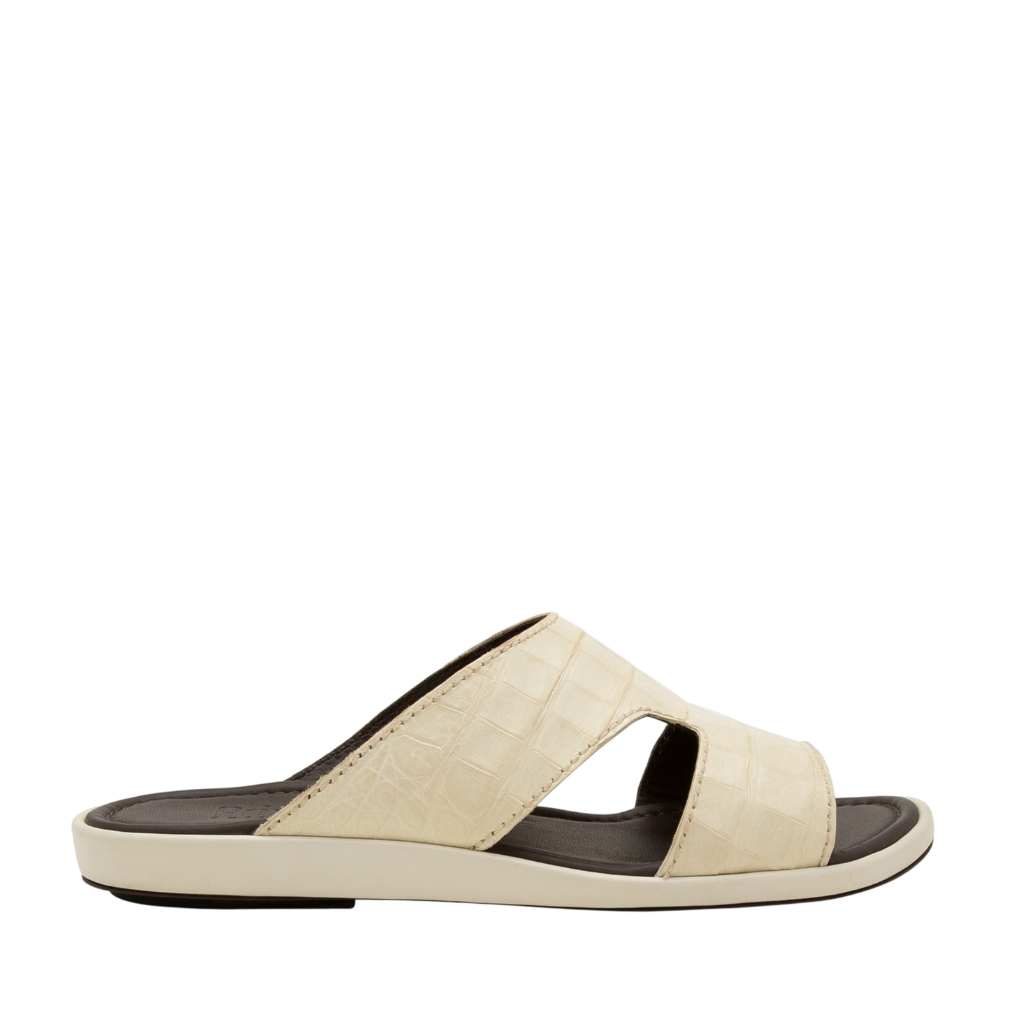 Private collection beige prestige croco sandals with open toe and textured upper design