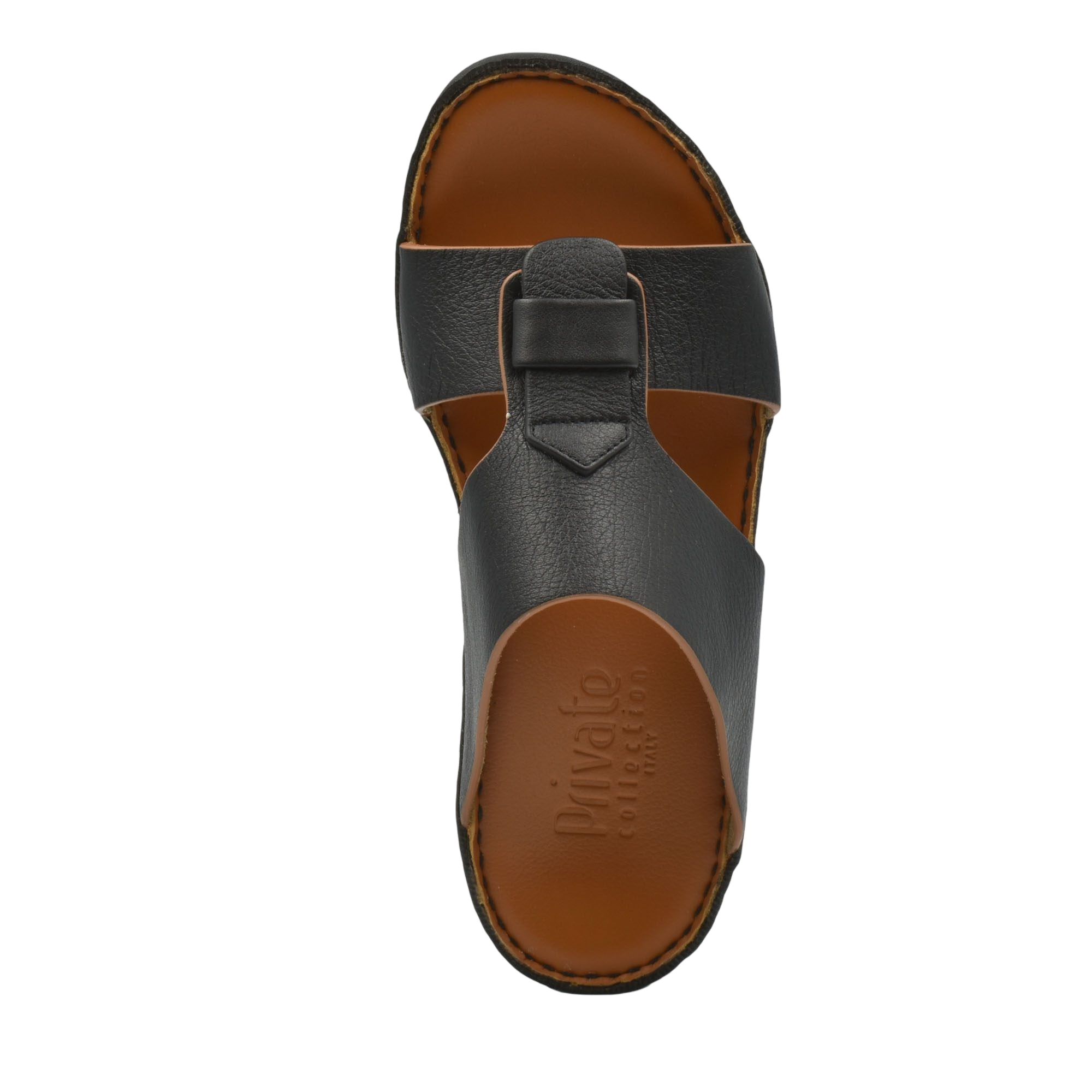 Black granulato leather footwear sandal with brown insole from Private Collection