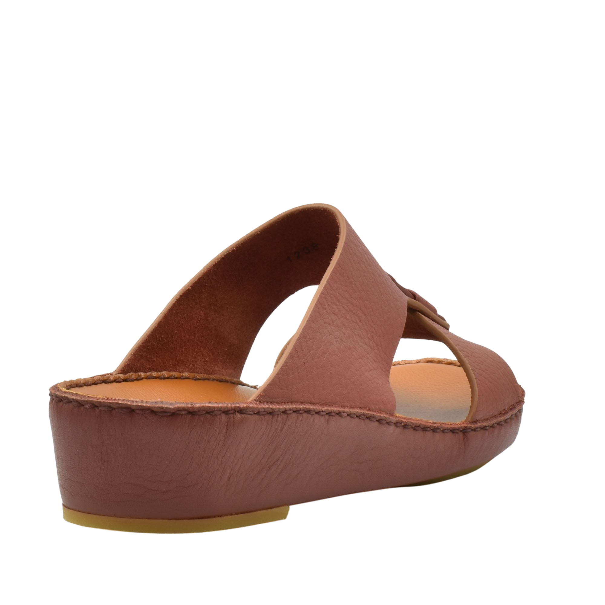 Brown granulato leather footwear slide sandal with open design and cushioned sole from Private collection