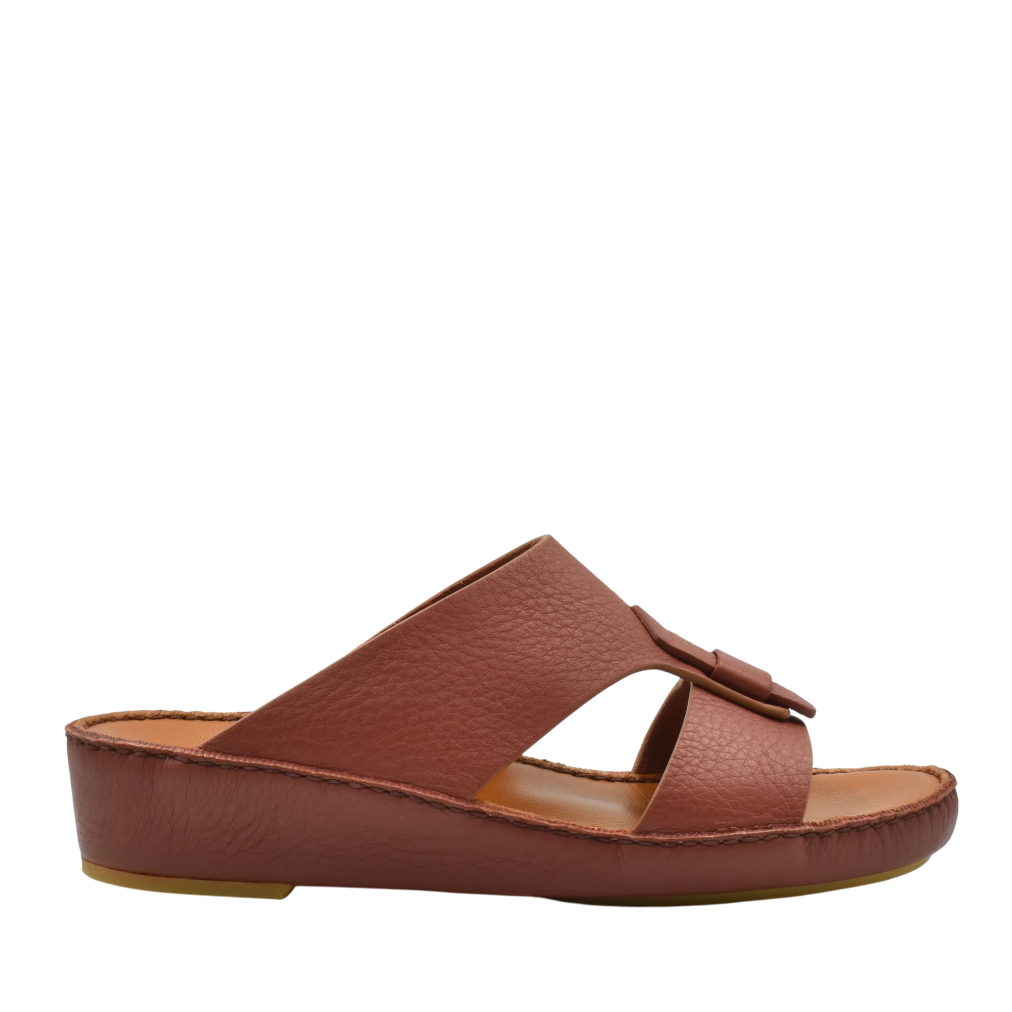 Brown granulato leather footwear slide sandal with cushioned sole from Private Collection