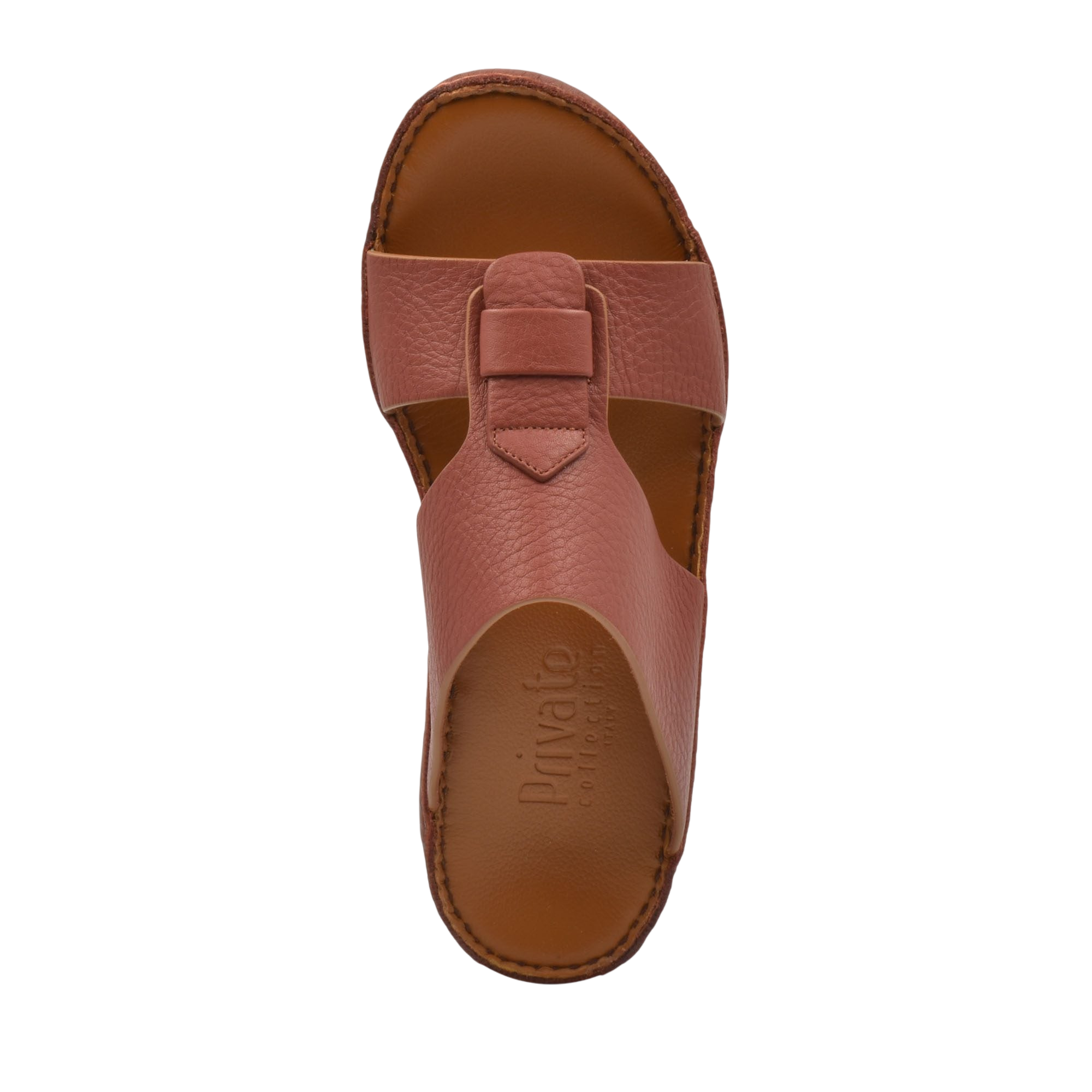 Brown granulato leather footwear slip-on sandal with cushioned sole from Private Collection