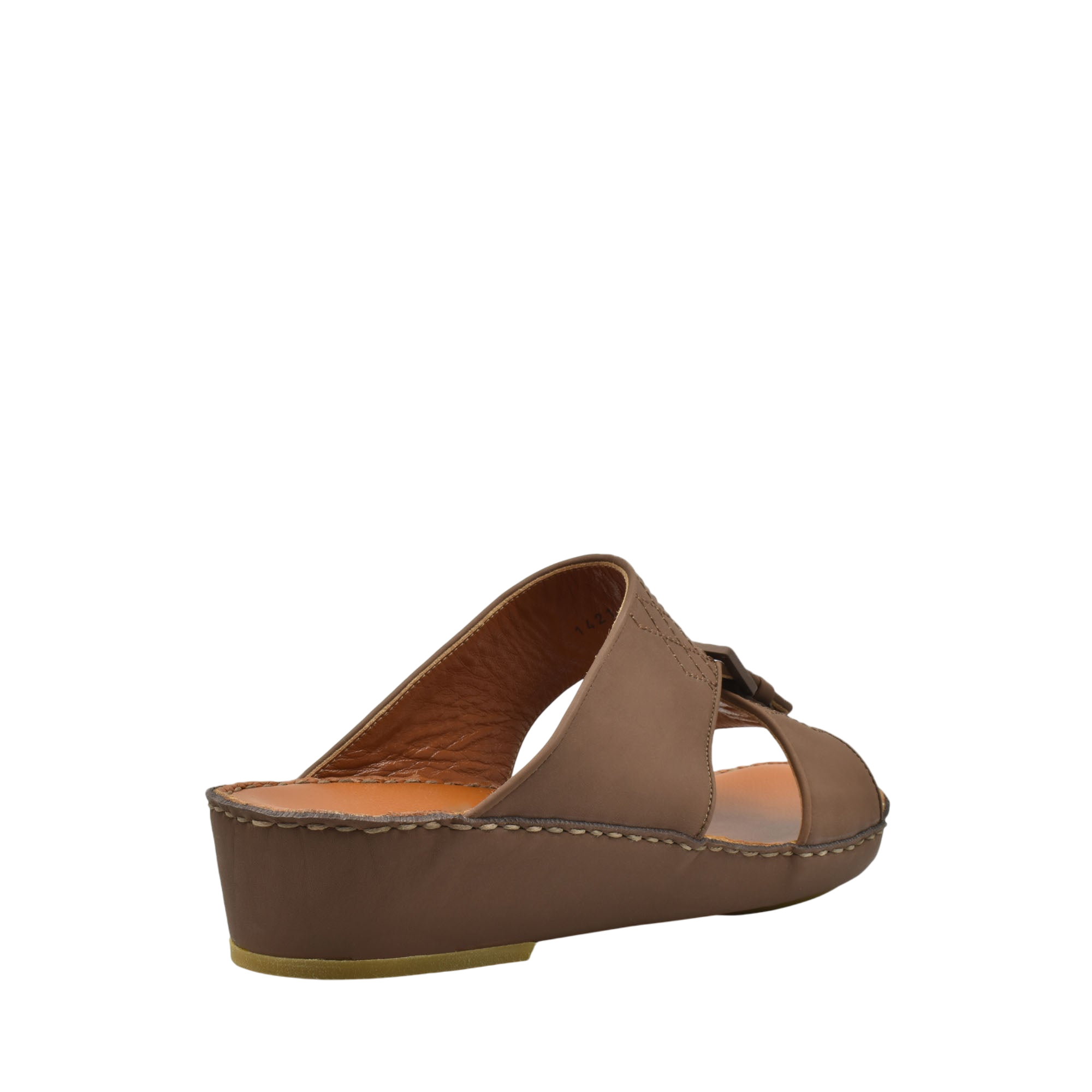 Brown Italian Leather Sandals with wedge heel and open toe design from Private Collection
