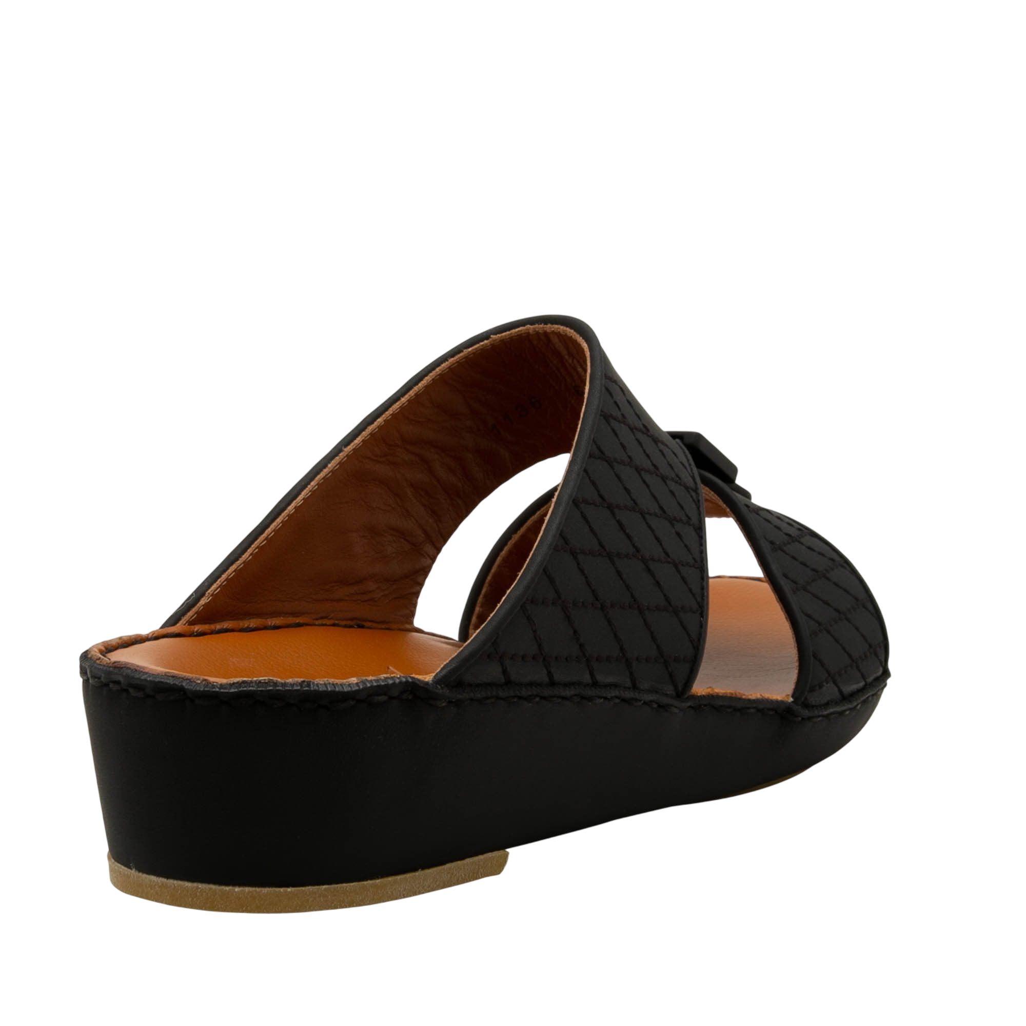 Black luxury calf leather sandals with cushioned sole and quilted design from Private Collection