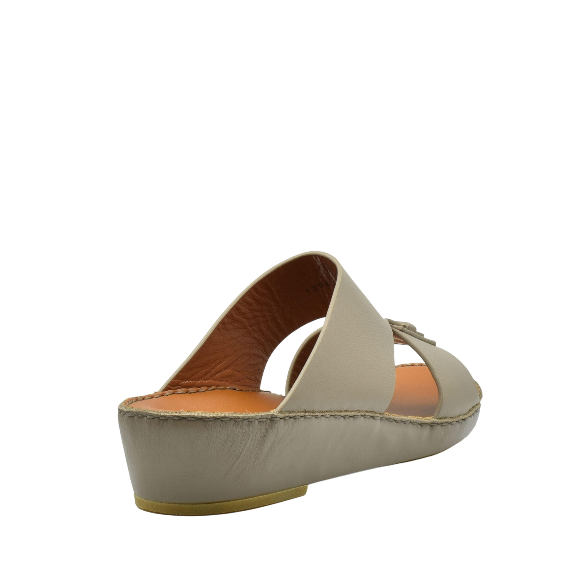 Beige slip-on luxury leather sandals with cushioned footbed and open toe design