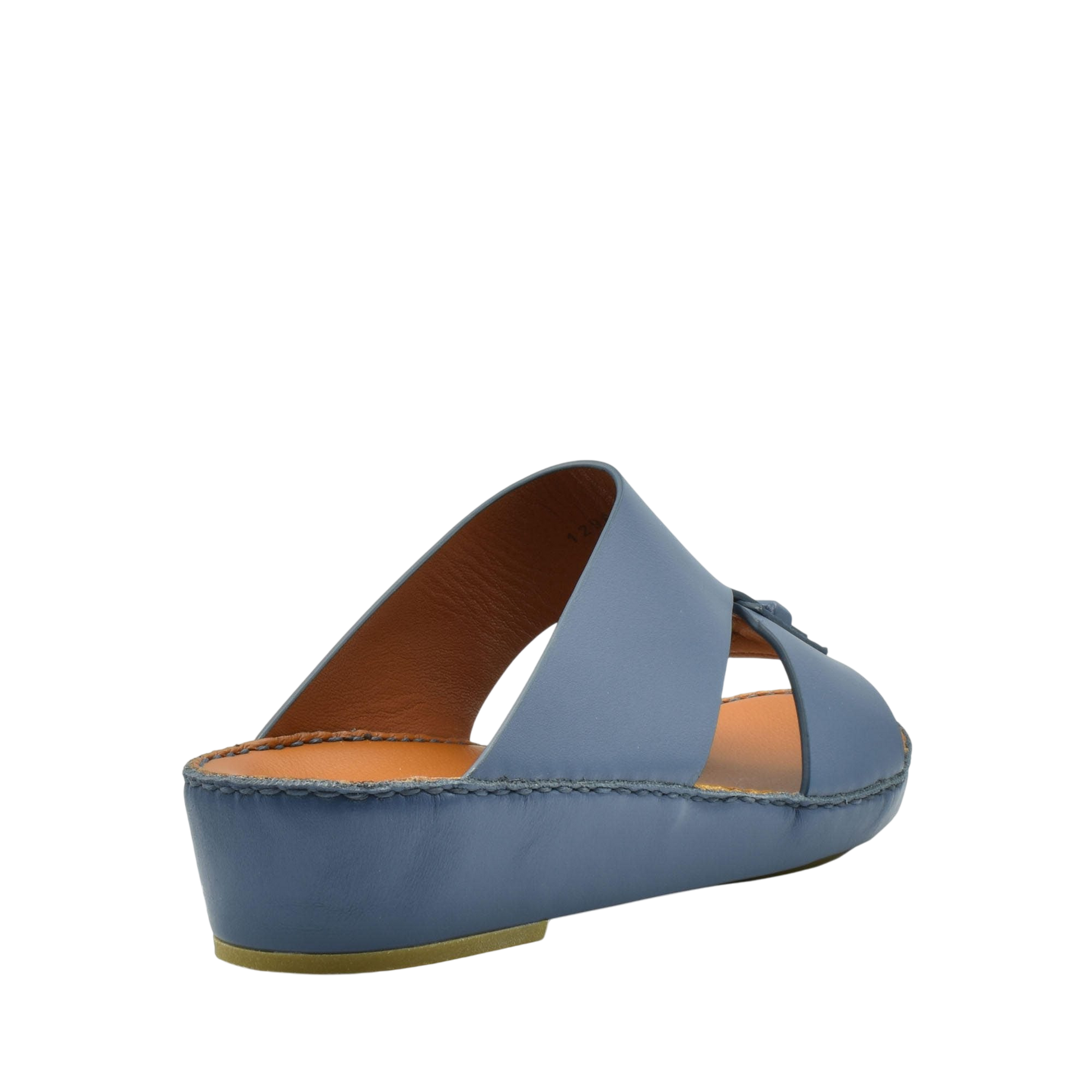 Blue luxury leather sandals with open toe and cushioned sole from Private Collection
