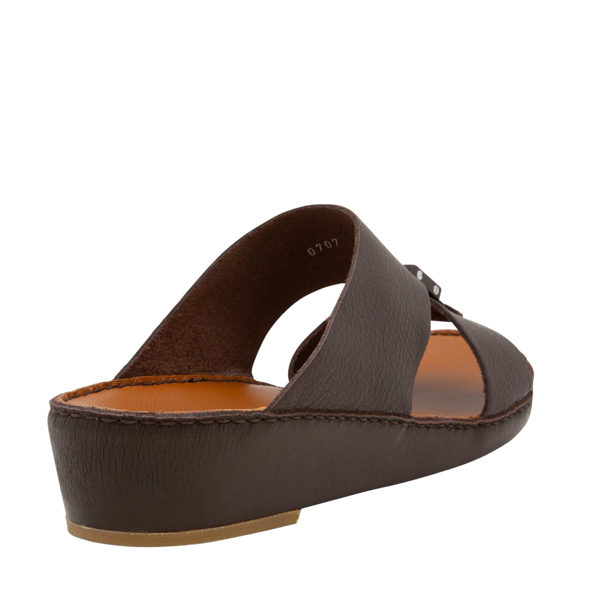 Brown luxury leather sandals with cushioned sole and open toe design from Private Collection