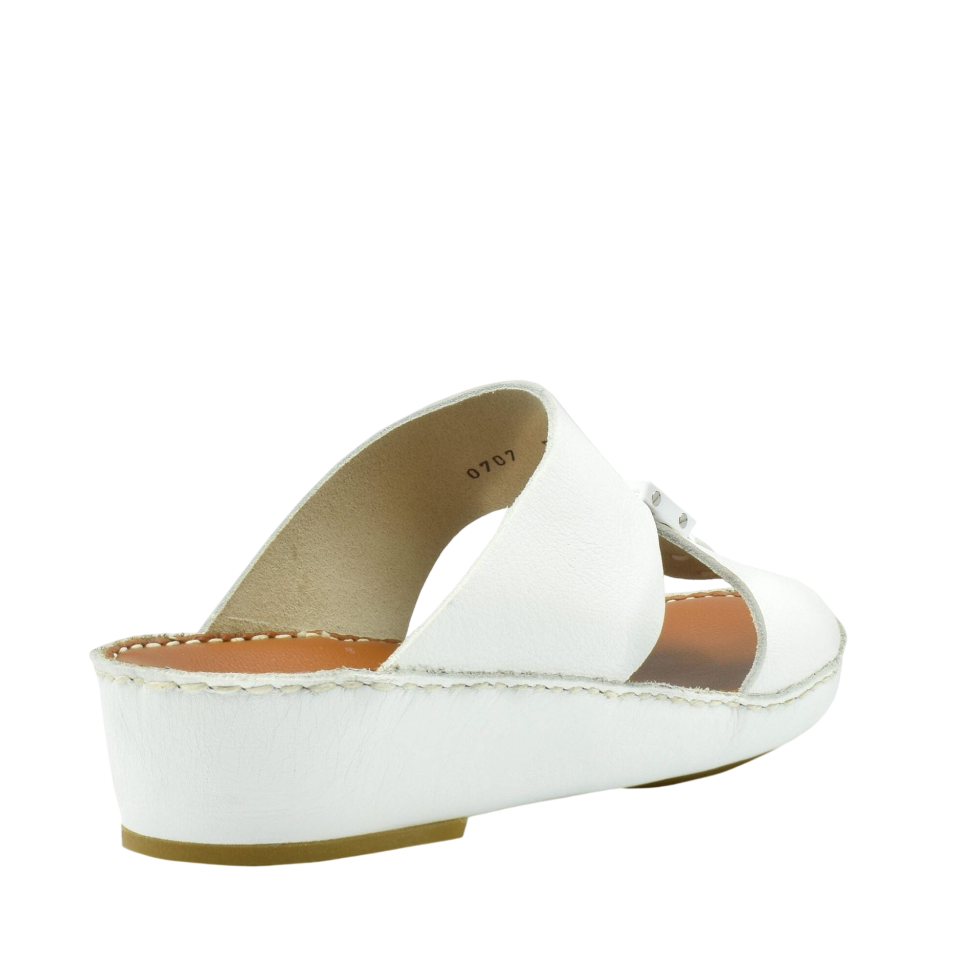 White luxury leather sandals with wedge heel and cross strap design from private collection