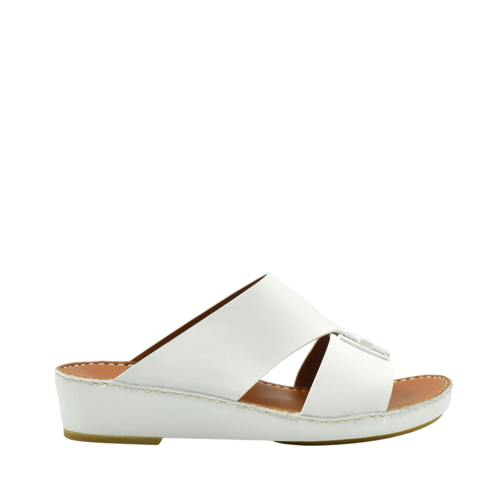 White luxury leather sandals with open toe and cushioned sole from Private Collection