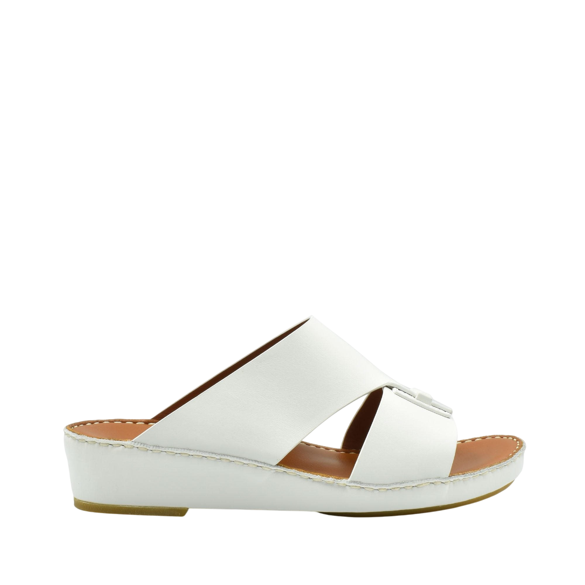 White luxury leather sandals with open toe and cushioned sole from Private Collection
