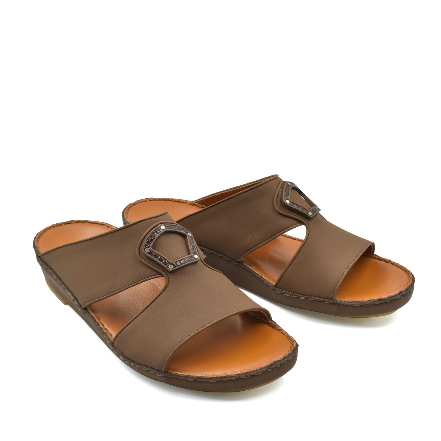Brown Peninsula Taglio sandals with open toe and decorative buckle on side