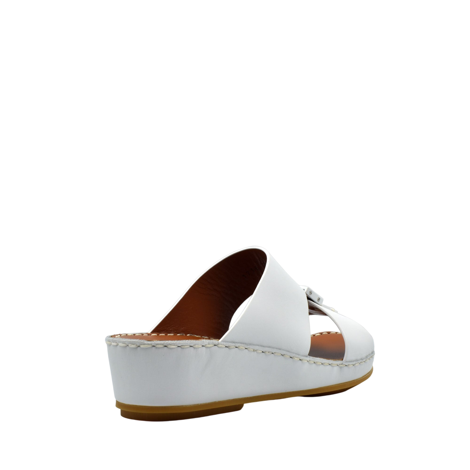 White private rubbercalf kids sandal with wedge heel and slip-on design from Private collection