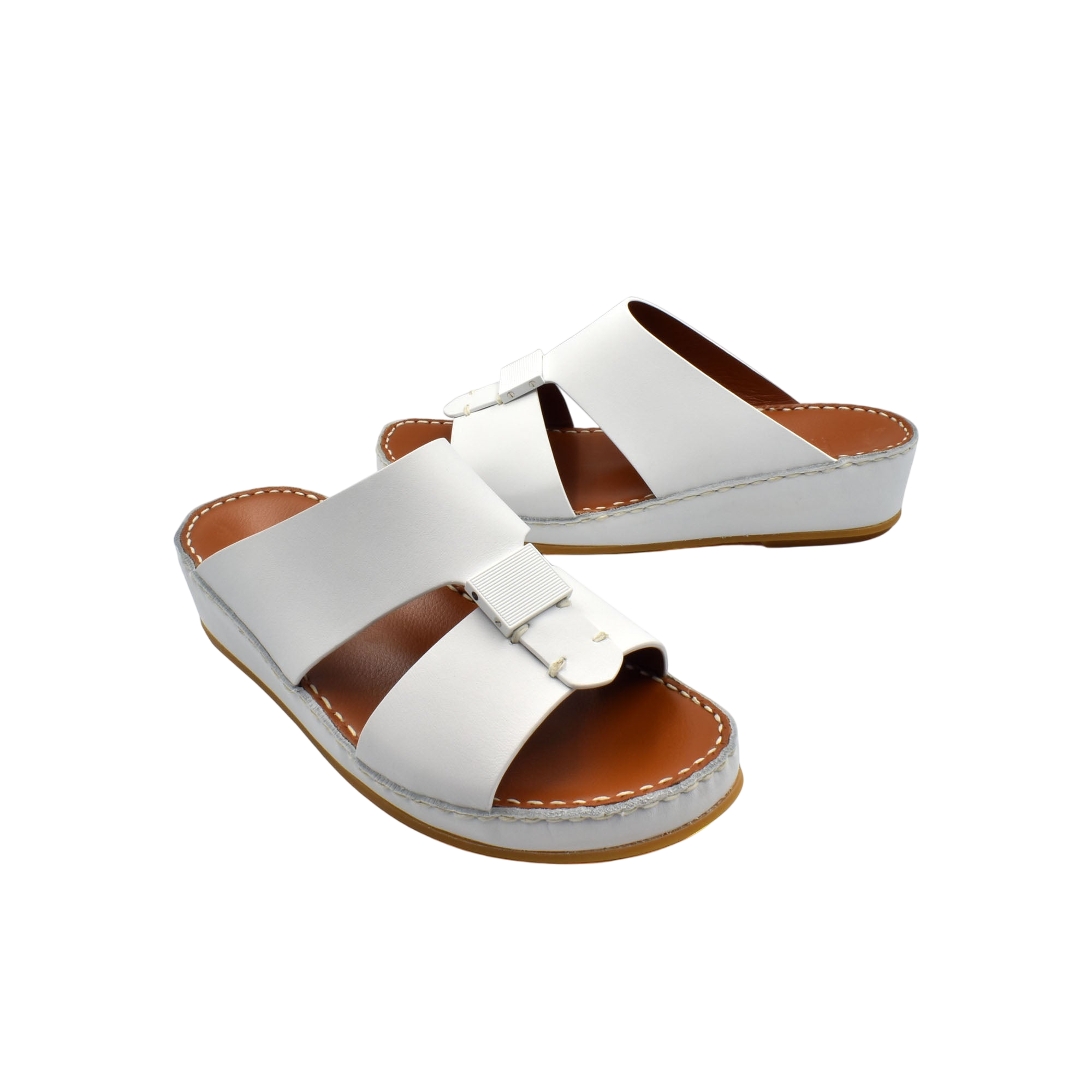 White private rubbercalf kids sandal with double straps and cushioned sole from Private collection