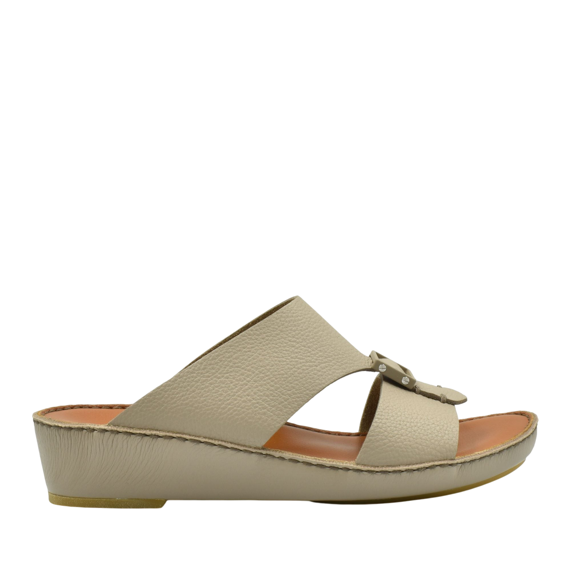 Private Collection classic leather sandals in beige with a wedge sole and open toe design