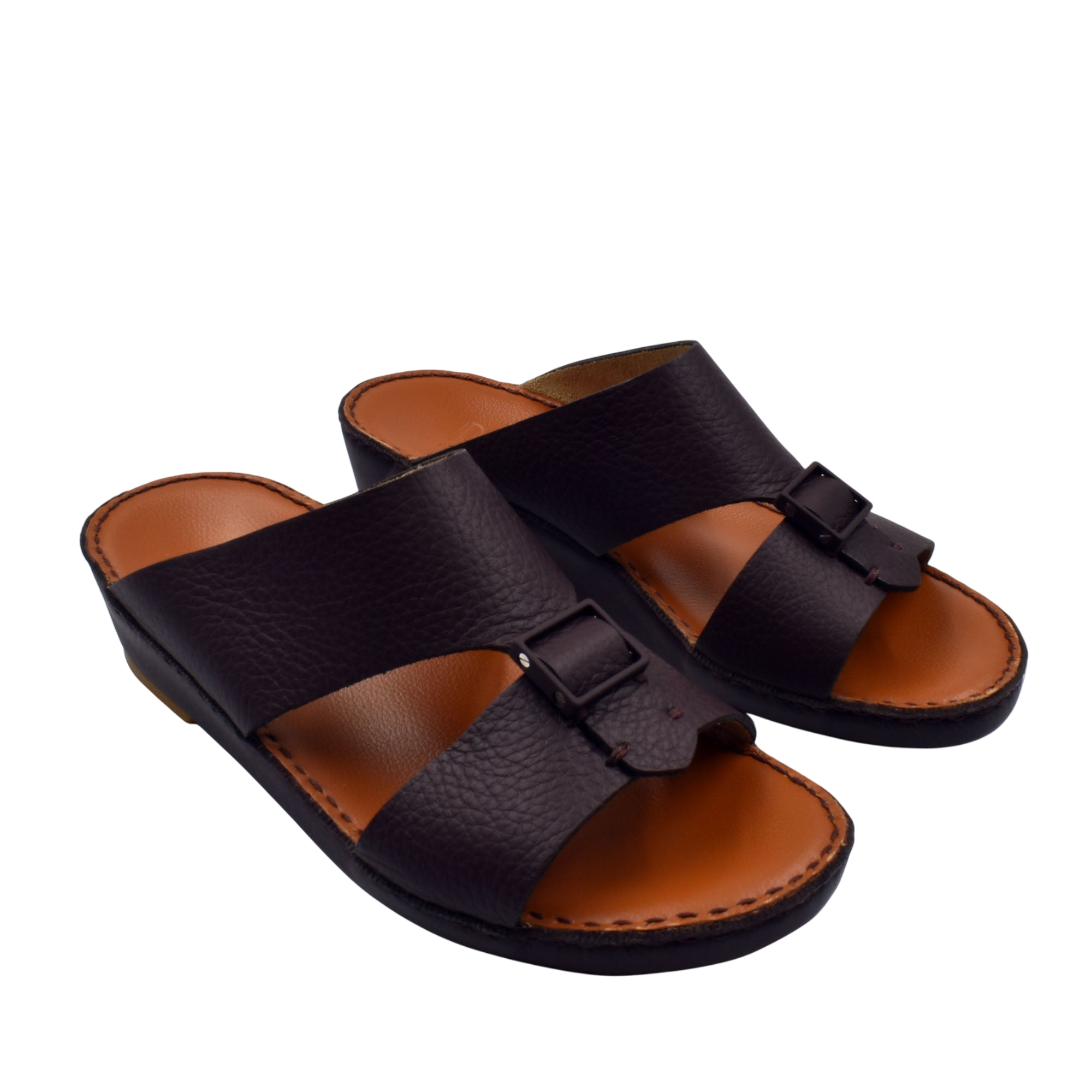 Private Collection classic leather sandals in black with open toe and adjustable buckle straps