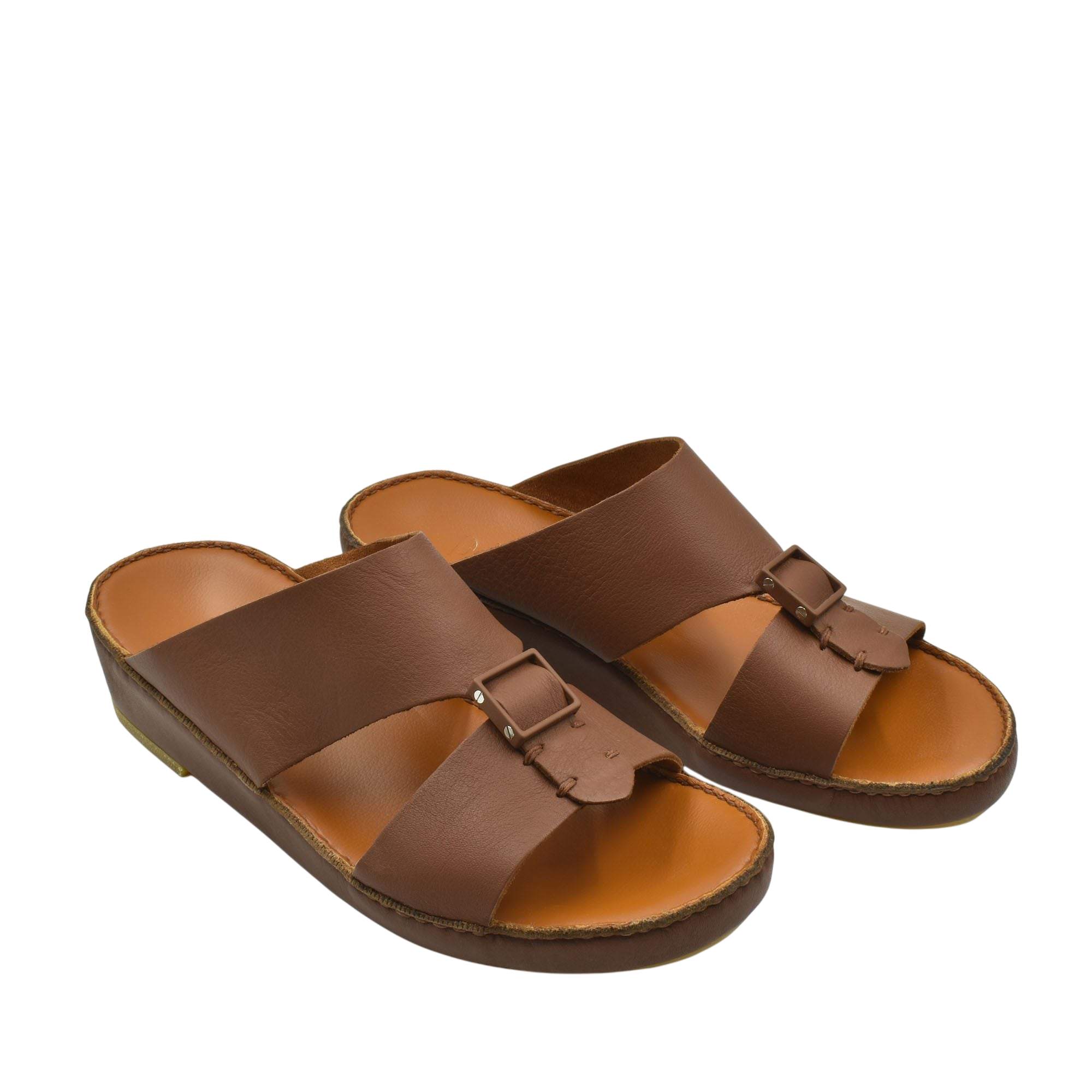 Private Collection classic leather sandals in brown with buckle detail and cushioned sole